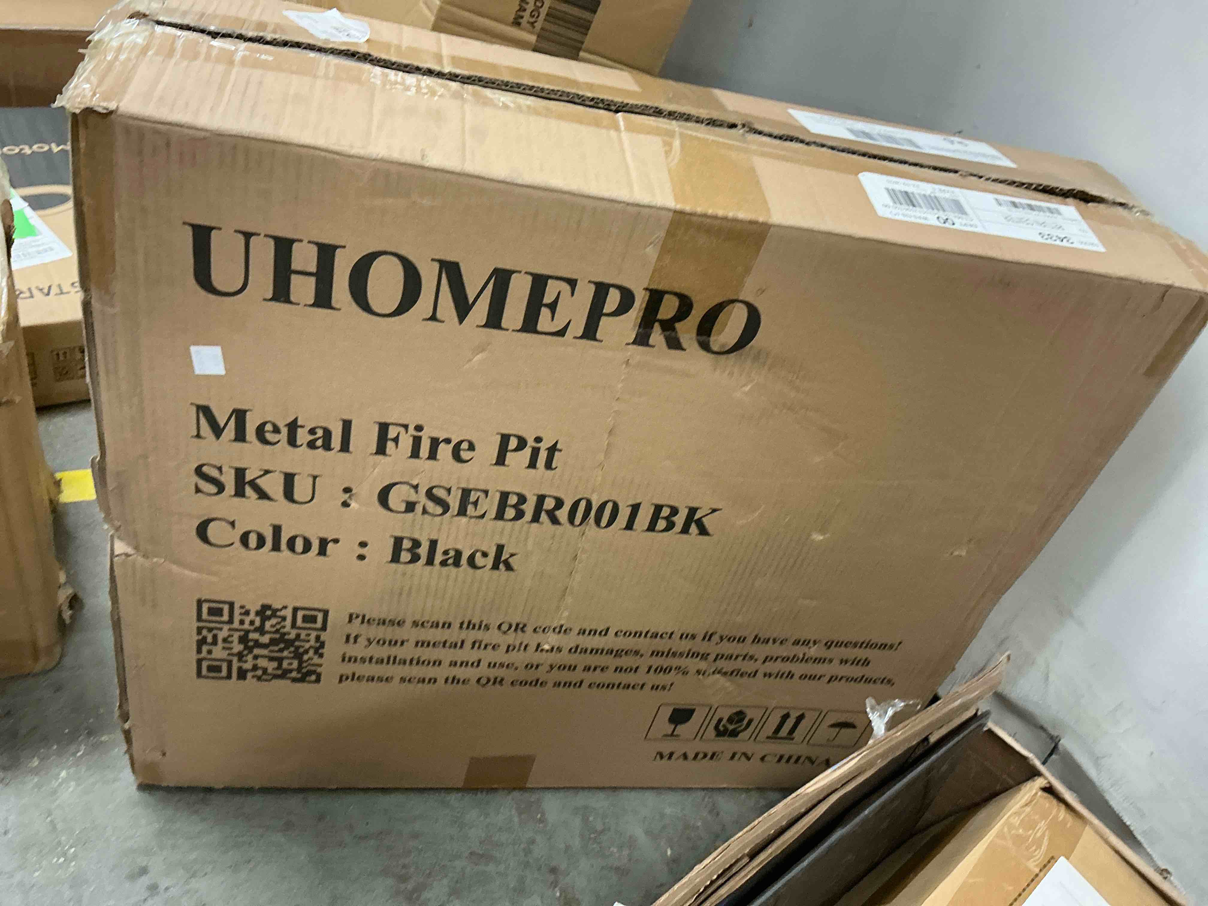 Condition photo showing New/Like New for Fire Pits for Outside, 32" Wood Burning Fire Pit Tables with Screen Lid, Poker, BBQ Net, Ice Tray, Food Clip and Cover, Backyard Patio Garden Outdoor Fire Pit/Ice Pit/BBQ Fire Pit, Black