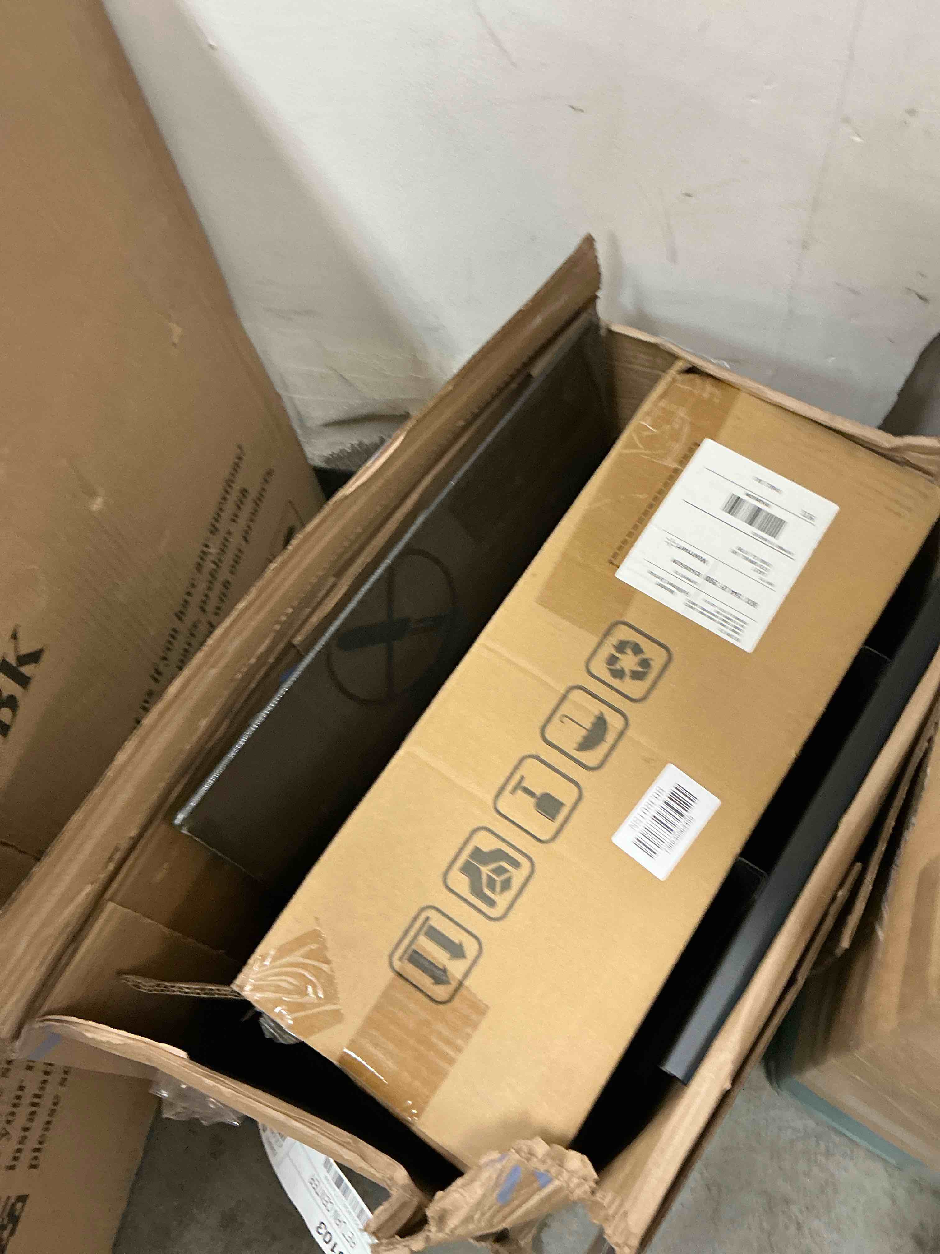 Condition photo showing Good Condition for Eunos Tall Nightstand with Charging Station, Dresser with 4 Drawers and Storage Shelves for Bedroom, Wood Grain Print
