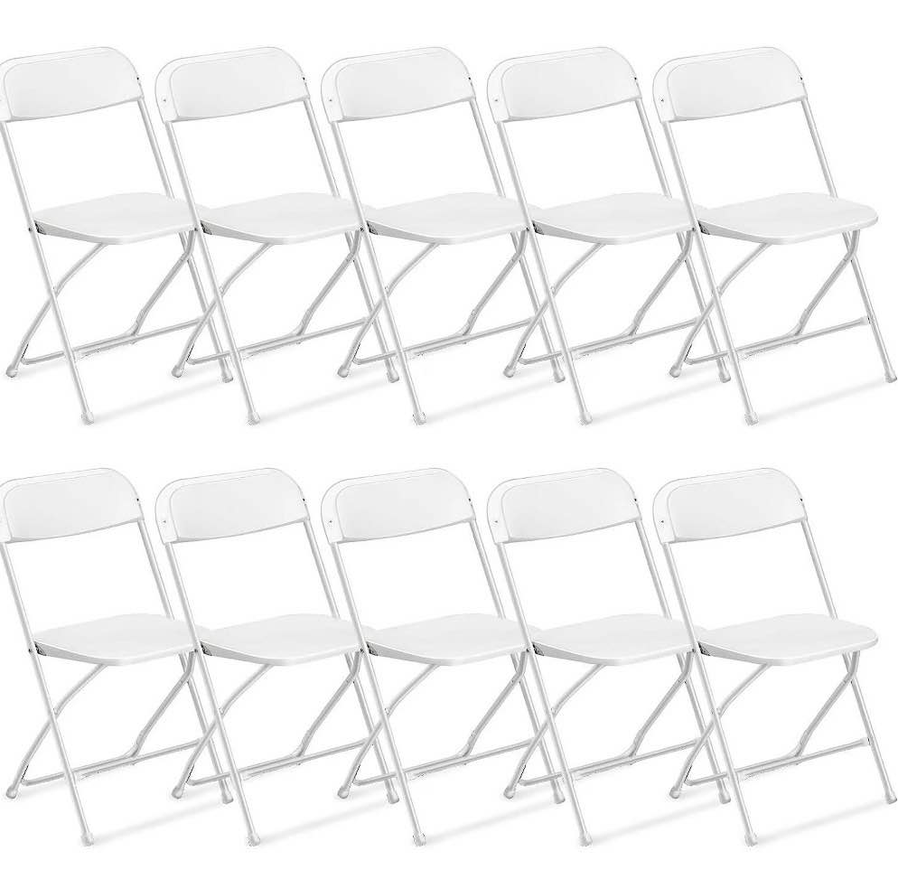 Ktaxon 10 Pack Commercial Plastic Folding Chairs Stackable Wedding Party Chairs Portable Chairs for Outdoor White
