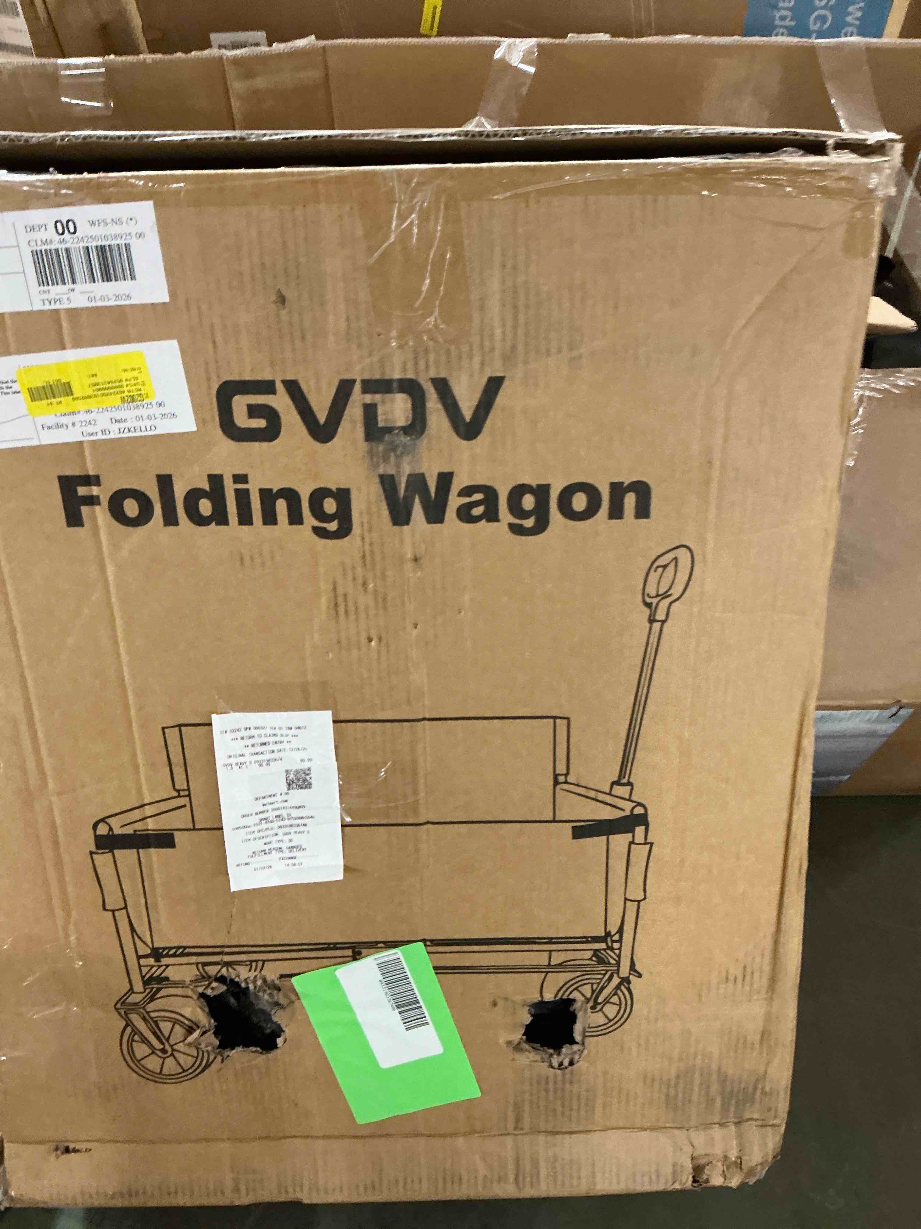 Condition photo showing New/Like New for GVDV Heavy Duty Folding Wagon with Bench Seat – 550lbs/220L Large Collapsible Cart for Beach, Camping, Shopping, Tailgating, Sports & Groceries, Beige