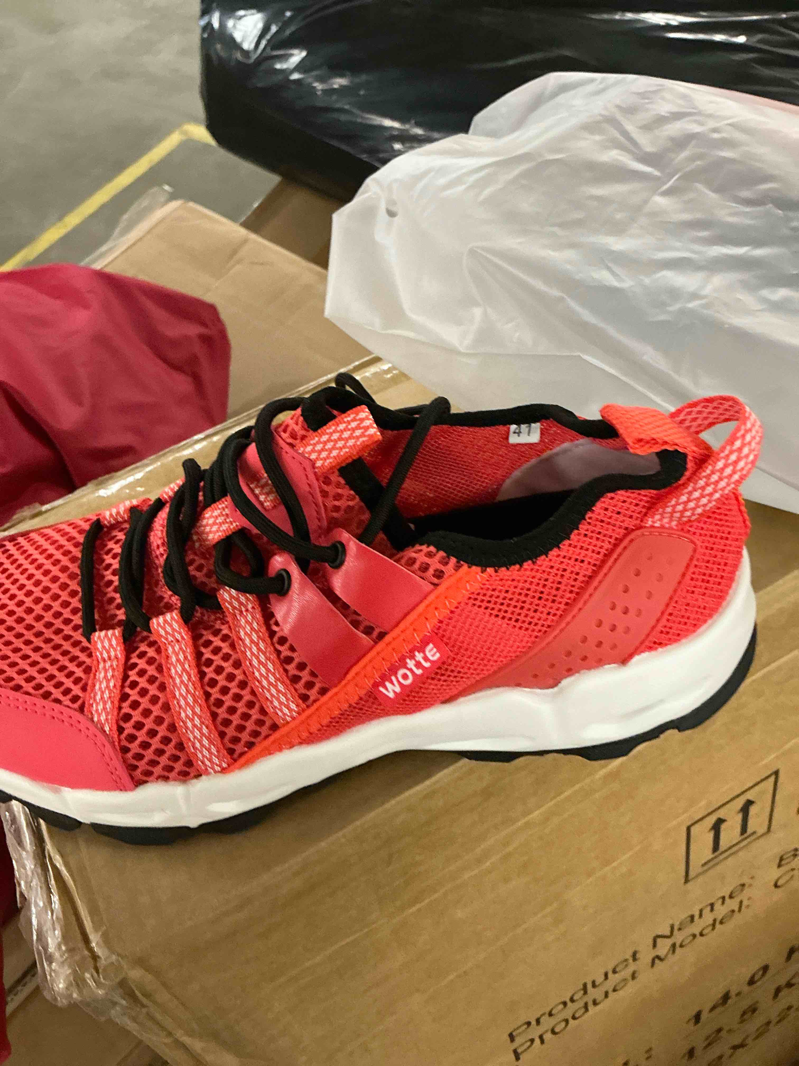 Condition photo showing New/Like New for NeedBo Women s Hiking Water Shoes Quick Drying Outdoor Sport Sneakers  Red 9