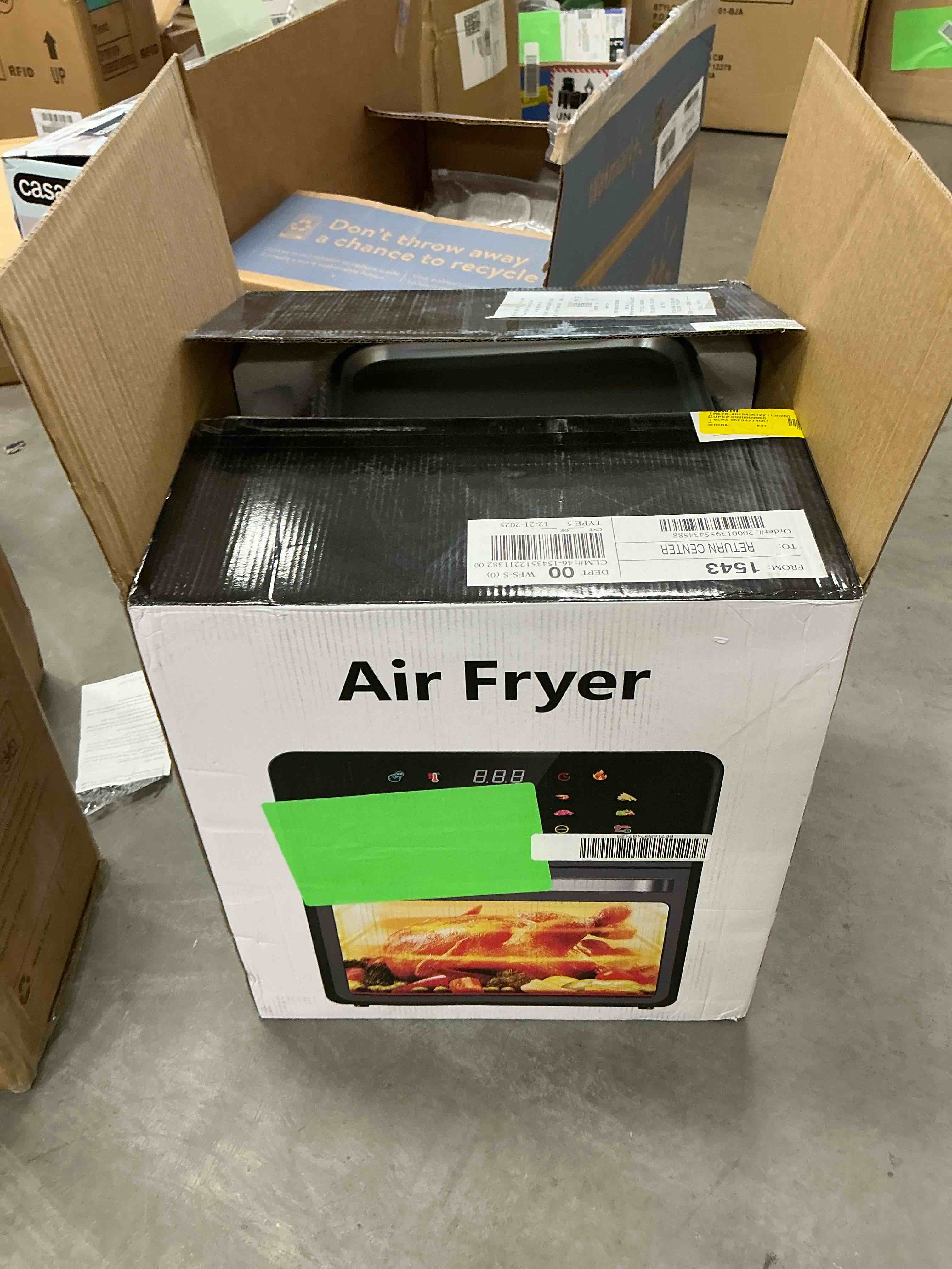 Condition photo showing New/Like New for 10QT Air Fryer, Convection Oven With 10 Preset Cooking Mode, Bake, Roast, Reheat, Broiler, Dehydrate, Toaster Baker, 85% Oil-Less, Visible Window and LED Digital Color Display