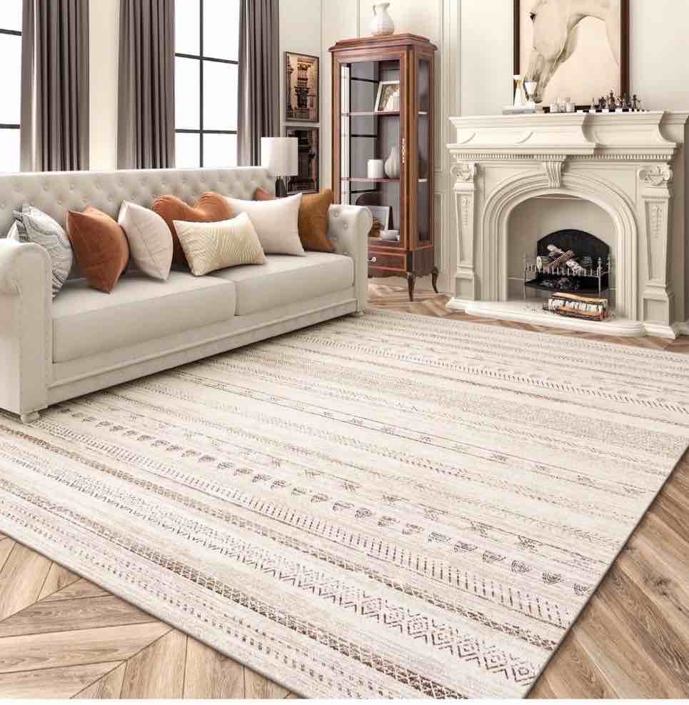 Condition photo showing New/Like New for UERMEI 9 x12 Area Rugs for Living Room Washable Rugs Boho Moroccan Area Rug Soft Neutral Geometric Bohemian Carpet Distressed Indoor Rug for Bedroom Dining Room Office Foldable Nonslip Rug Brown