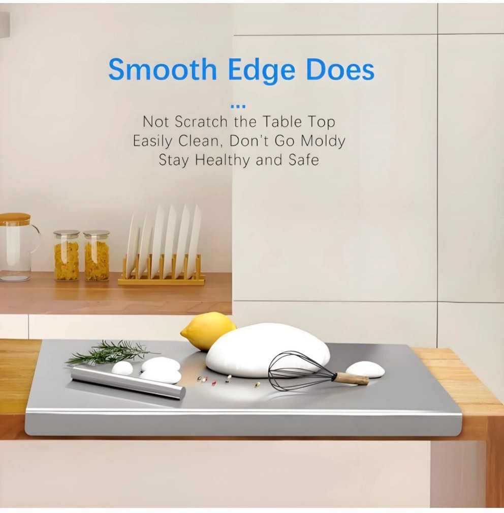 Condition photo showing Good Condition for Gomok 304 Stainless Steel Cutting Board for Kitchen, 19.7"L x 19.7"W Square Chopping Board with Lip, Double-Sided for Use, Silver