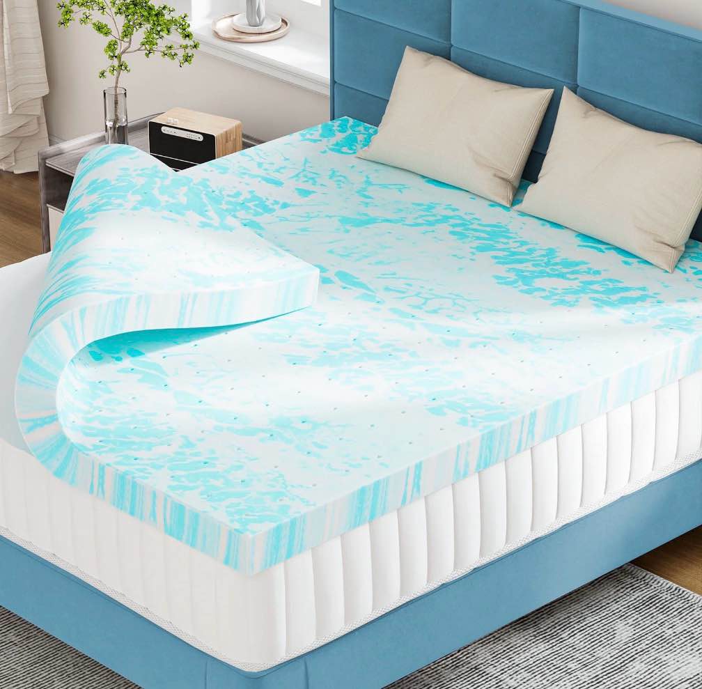 CONCETTA 3 inch Twin Size Memory Foam Mattress Topper with Cooling Gel, Pressure Relief for Back Pain, Comfort Bed Topper, CertiPUR-US Certified