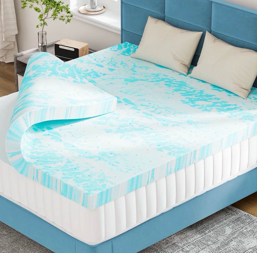 CONCETTA 3 inch Queen Size Memory Foam Mattress Topper with Cooling Gel, Pressure Relief for Back Pain, Comfort Bed Topper, CertiPUR-US Certified
