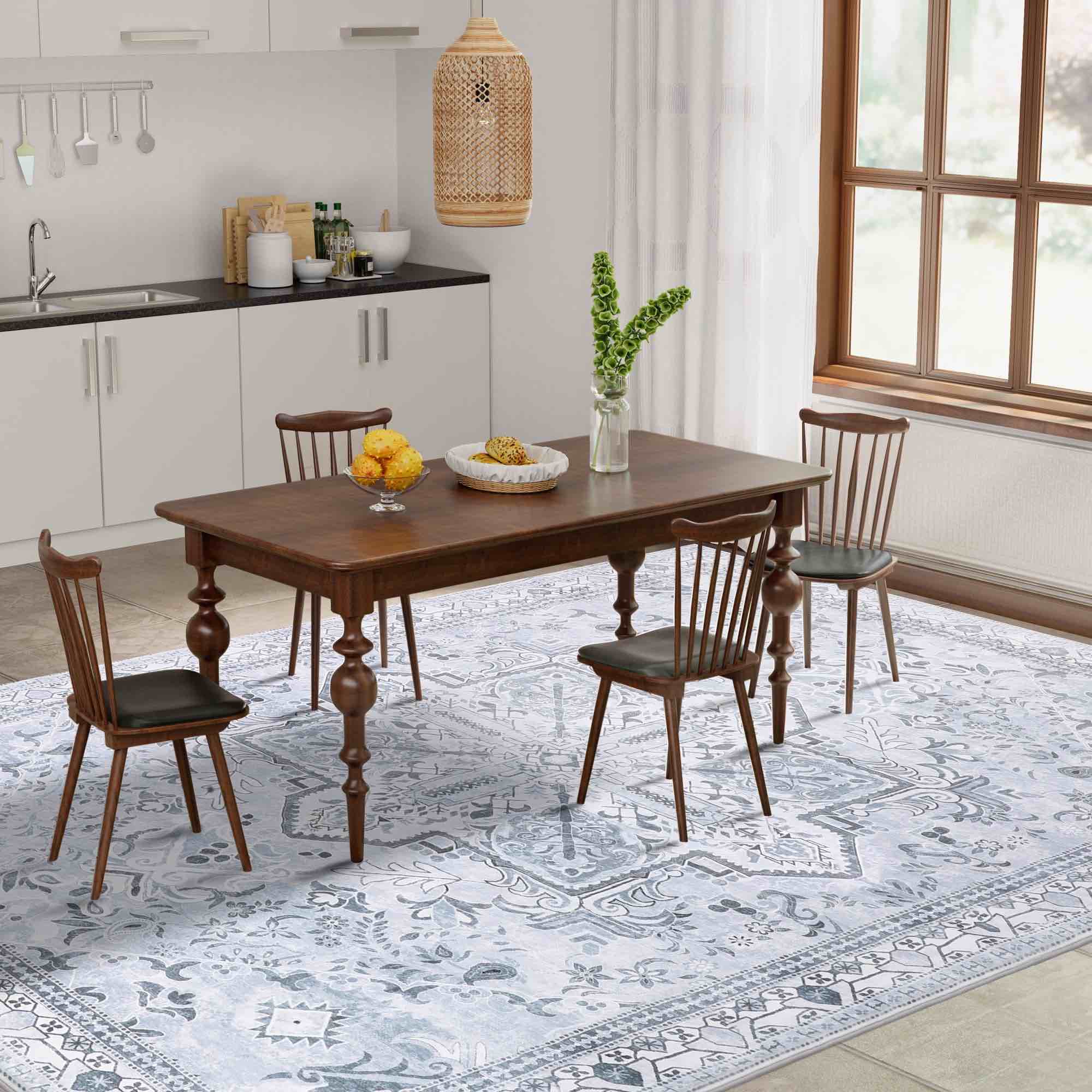 Condition photo showing Good Condition for Lalado 8ft x 10ft Vintage Area Rugs  Washable Area Rugs for Living Room Bedroom Kitchen Indoor Boho Home Decor  Soft Low Pile Non-Slip Carpet  Gray