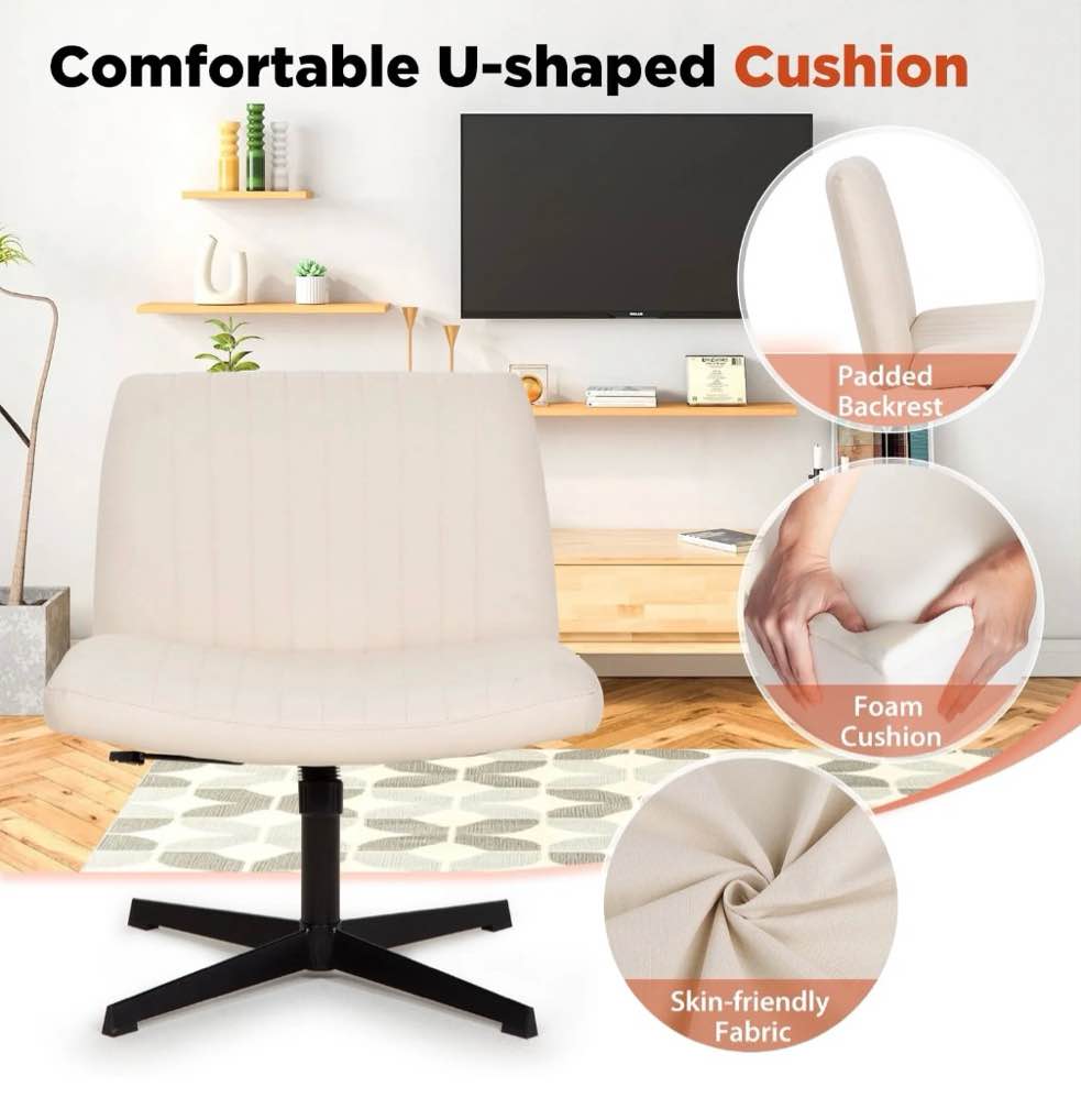 Condition photo showing Good Condition for BestOffice Armless Office Chair, Criss Cross Chair Legged, No Wheels Swivel for Men, Women(Biege)