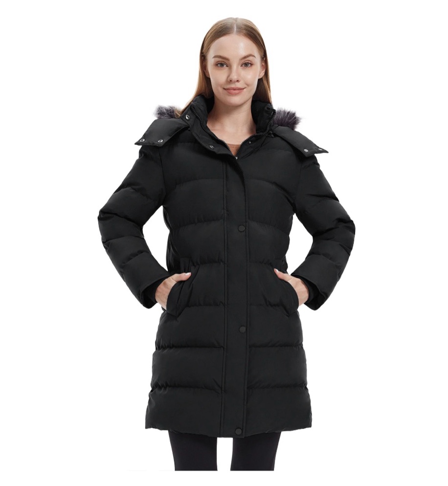 Condition photo showing Good Condition for Wantdo Women's Recycled Coat Warm Winter Coat Waterproof Jacket Long Puffer Jacket Black L
