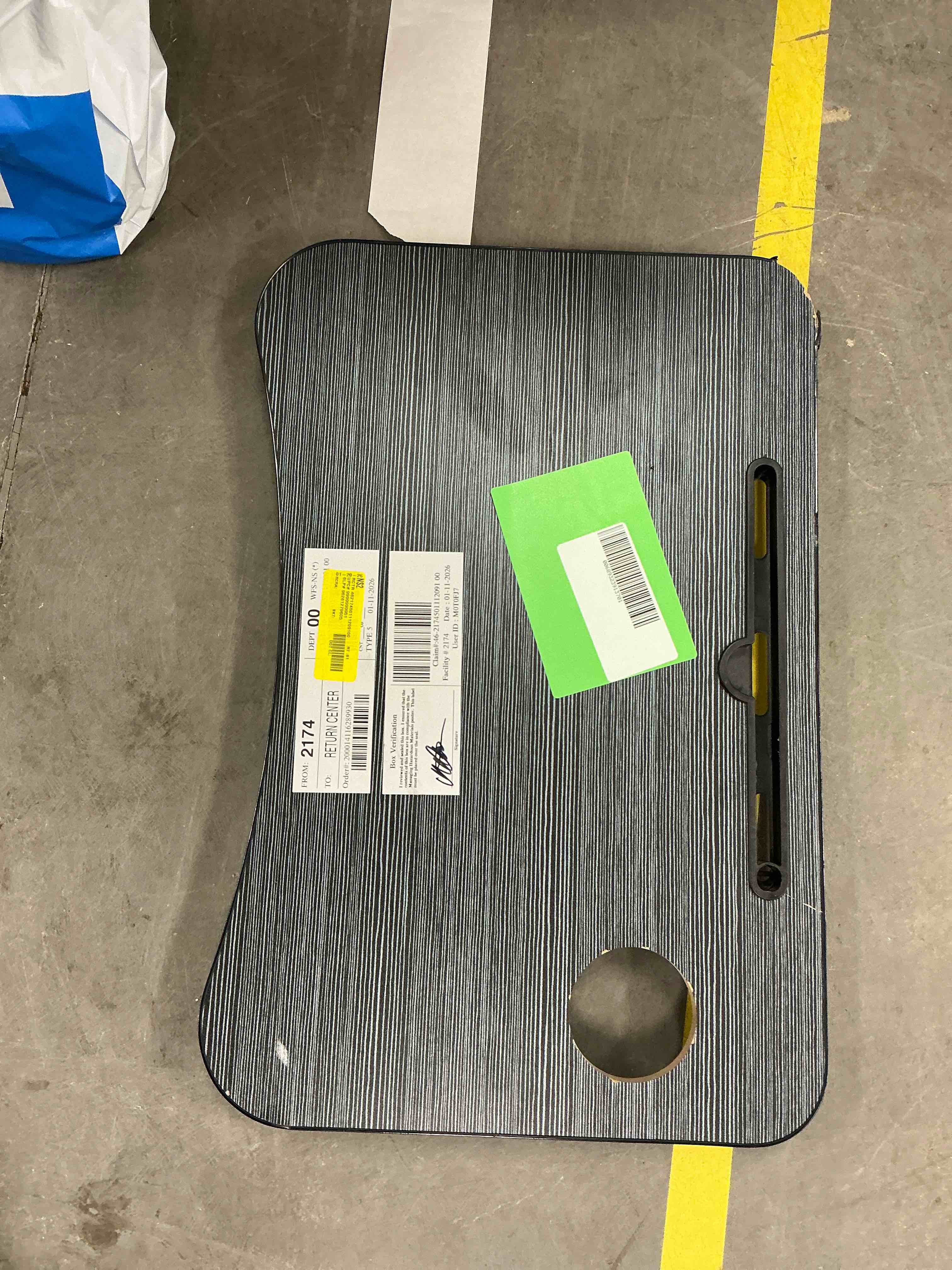 Condition photo showing Good Condition for Slendor Lap Desk with Tablet Slot, Foldable Laptop Table with Storage Drawer for Bed?Portable Bed Desk for Laptop, Computer Tray with Cup Holder Notebook Stand Reading Holder for Couch Floor, Black