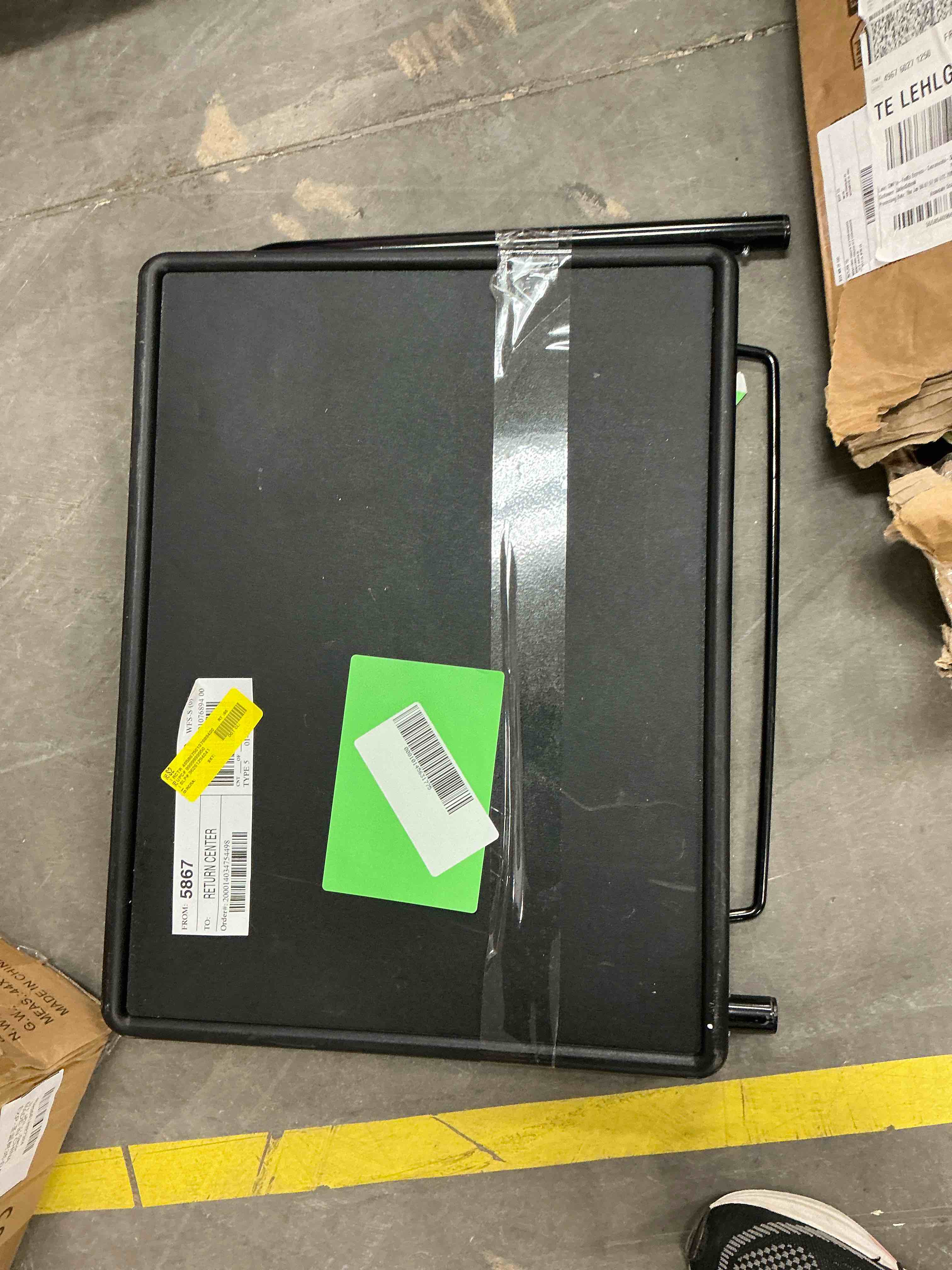 Condition photo showing As Is for TV Tray Table with Cup Holders, Portable C-Shaped Side Dinner Tray Table, Adjustable 6 Heights & 3 Tilt Angle for Living Room, Bedroom, Black