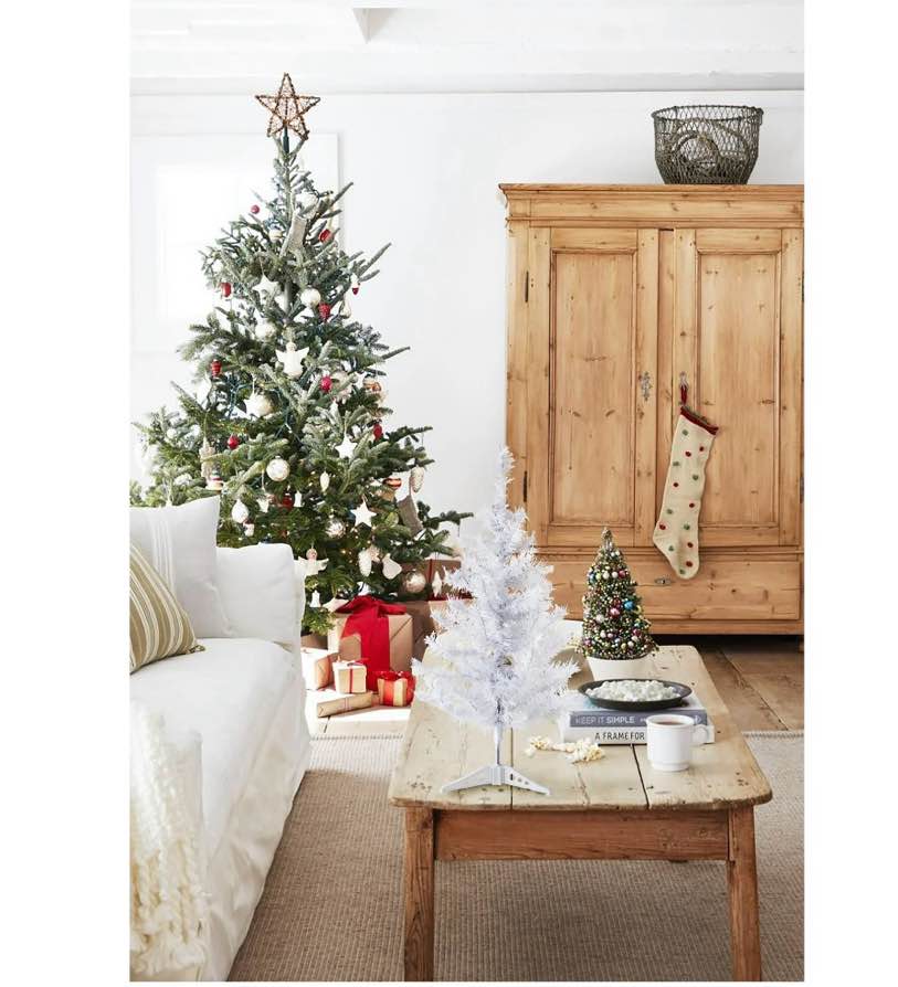 Condition photo showing As Is for Perfect Holiday 2  White Tabletop Christmas Tree with Stand