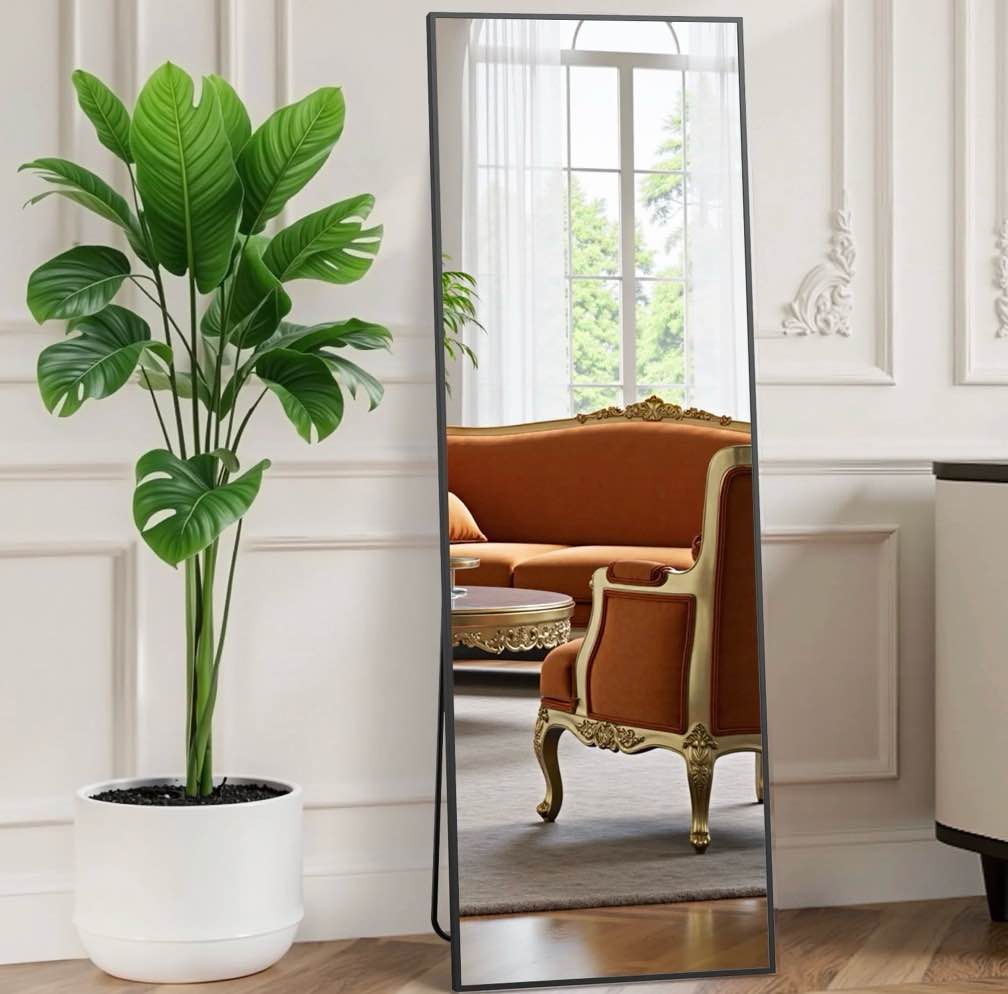 EDX Full Length Mirror 59 x16  Full Body Mirror Rectangle Free Standing Wall Mounted Leaning Hanging Floor Mirrors  Black