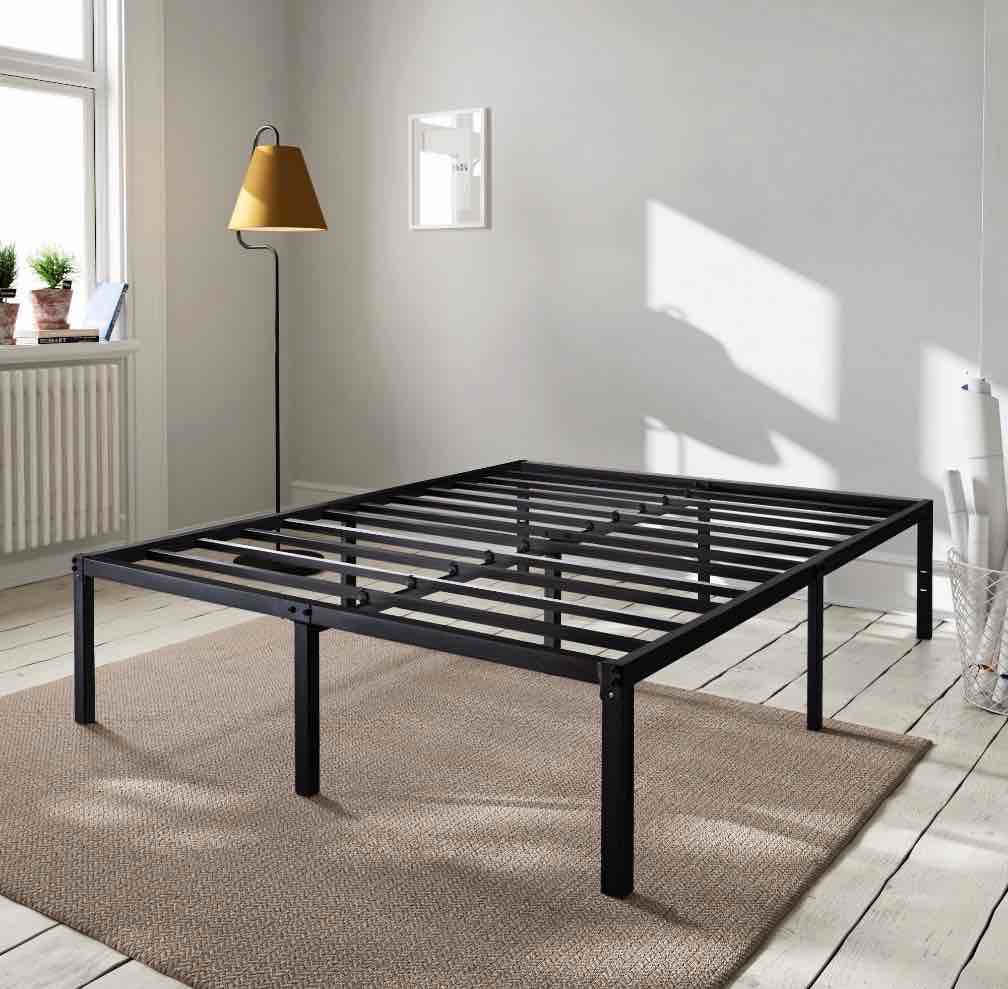 Amolife Heavy Duty Queen Size Metal Platform Bed Frame with 16.5   Large Under Bed Storage Space  Black