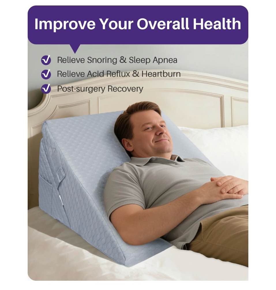 KEKOY Bed Wedge Pillow for Sleeping  Adjustable Height to 9-12 inches  Memory Foam Pillows with Washable Cover  Gray