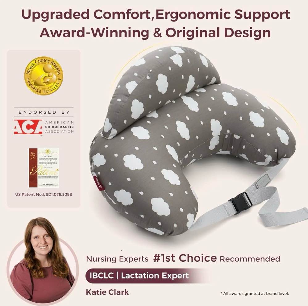 Momcozy Nursing Pillow for Breastfeeding  Original Plus Size Breastfeeding Pillows for Mom Grey