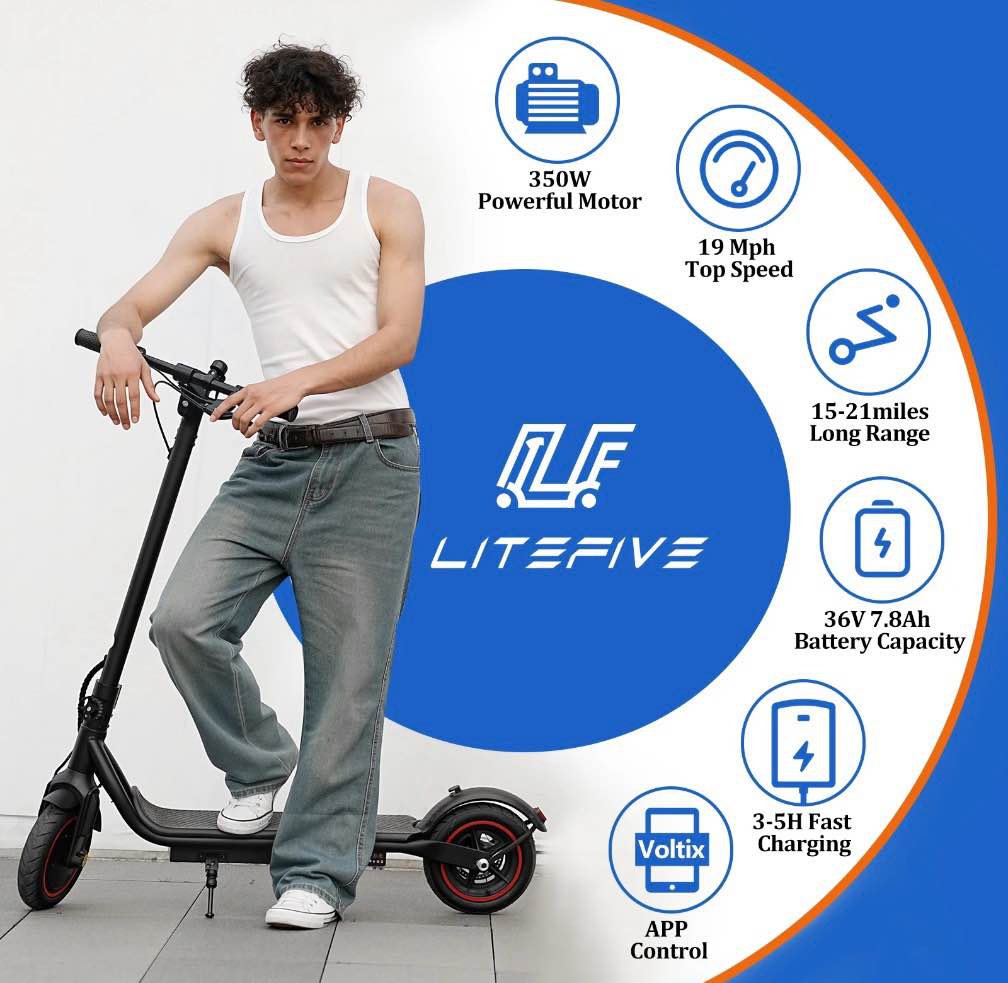 Condition photo showing As Is for LiteFive LF5 350W Electric Scooter for Adults, 19mph & 21Miles Range, Folding Commuting E-Scooter