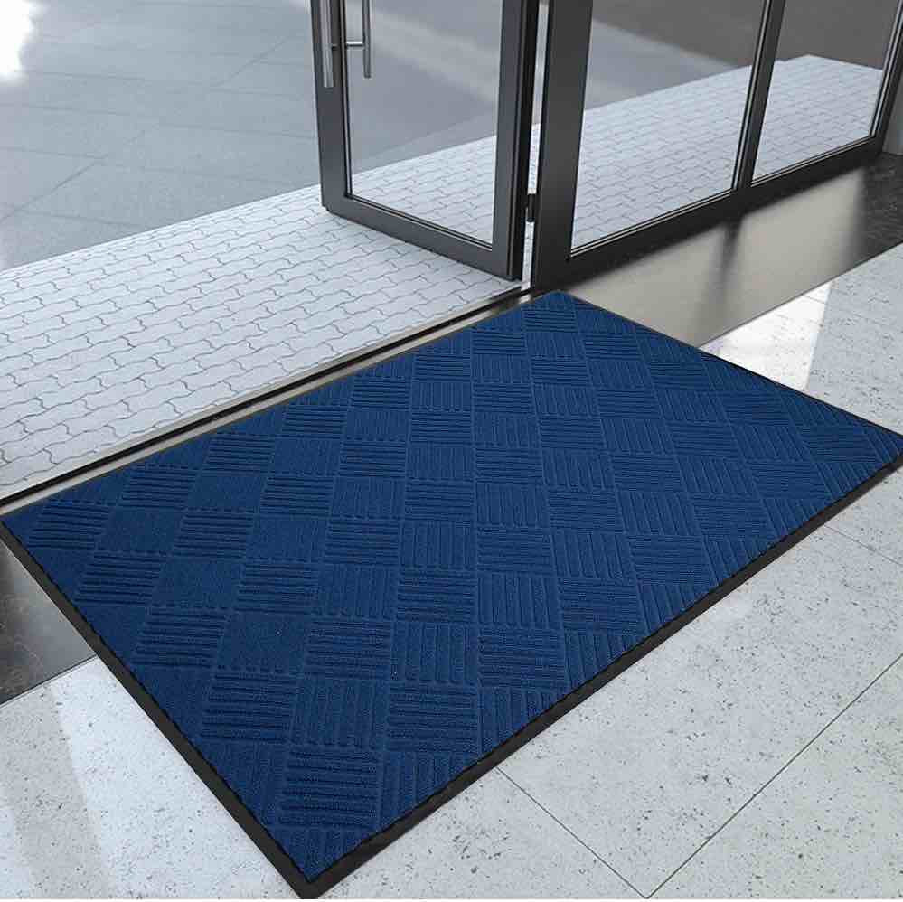 Condition photo showing New/Like New for OVYEOFR Entrance Door Mat 3ft x 5ft Indoor Outdoor Large Doormat with Non-Slip Rubber Backing Blue