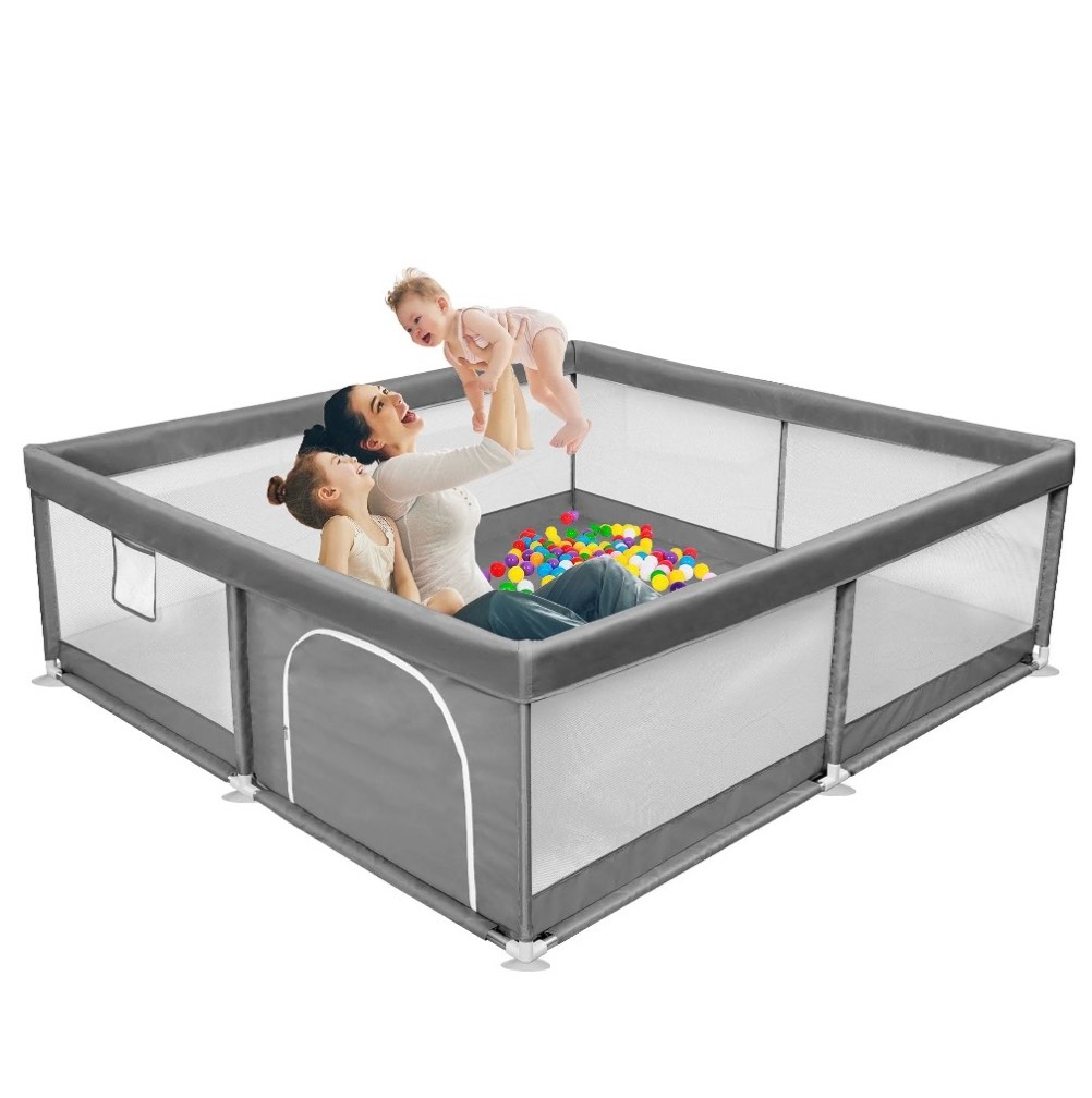 Babyeap Baby Playpen Large Play Yard Fence for Toddlers,71"x50" Dark Gray