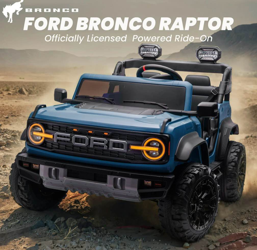 Condition photo showing Good Condition for 24V 2 Seater Ride on Cars, Licensed Ford Bronco Raptor Powered Ride on Toys Truck with Remote Control, 4 Wheels Spring Suspension, Bluetooth, LED Light, Electric Cars for Kids Ages 3-8 Gifts, Blue