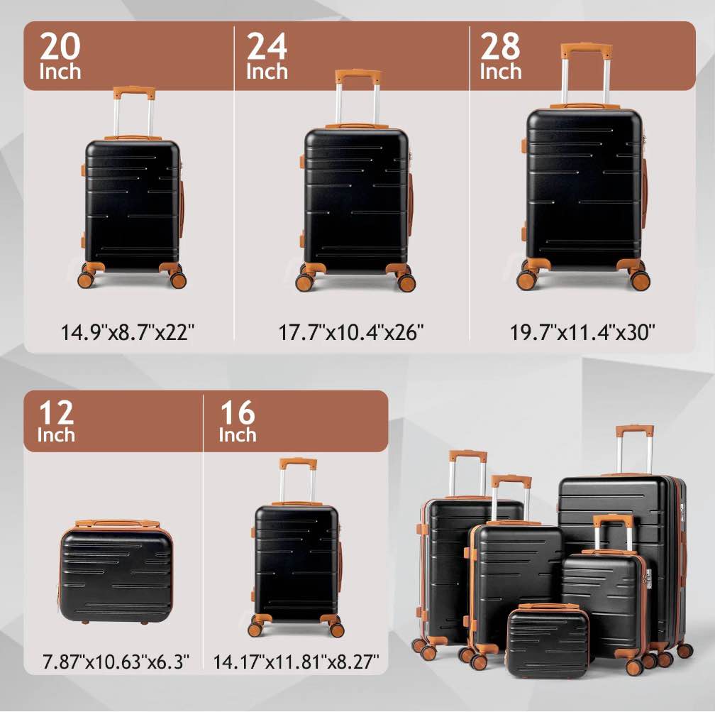 Condition photo showing Good Condition for Zimtown Luggage 5 Piece Sets ABS Hardside Luggage Suitcase Set with Spinner Wheels and TSA Lock, Black