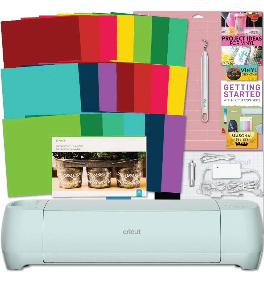 Cricut Explore 3 Craft Cutting Machine with Vibrant Vinyl 20 Sheet Pack Bundle