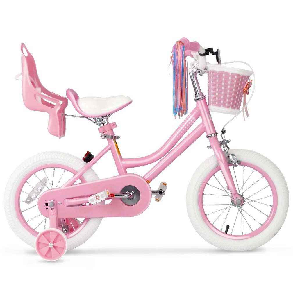 Condition photo showing As Is for XJD Girls Bike for Toddlers 3-9 Years Old Kids, 14 Inch Kids Bike with Training Wheels, Streamers, Basket and Doll Seat, Children Bicycles with Handbrake