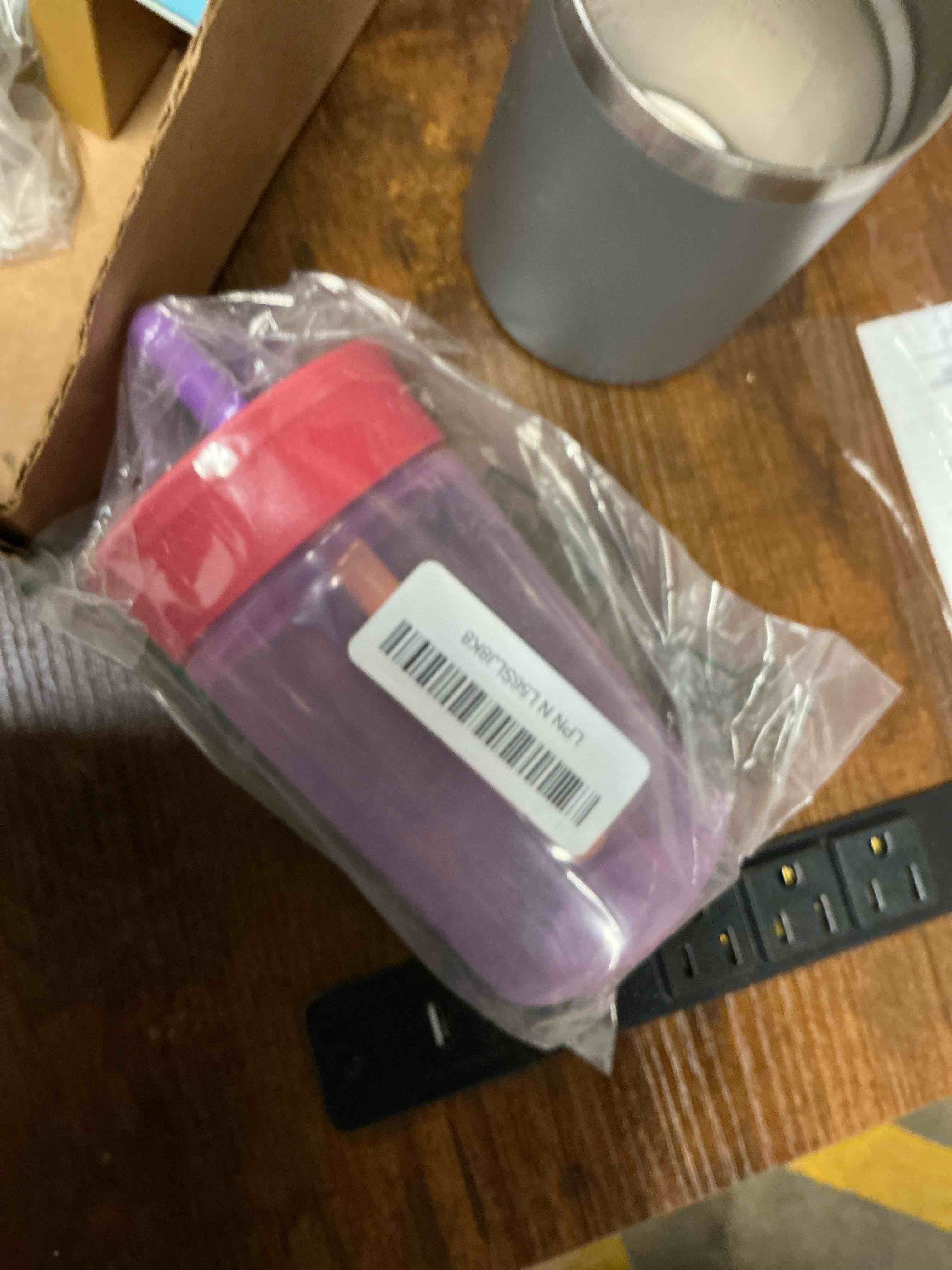 Condition photo showing Good Condition for Owala Kids Insulation BPA-Free Plastic Tumbler with Spill Resistant Flexible Straw, Easy to Clean, Kids Water Bottle, Great for Travel, Dishwasher Safe, 15 Oz, Pink and Purple (Lilac Rocket) Lilac Rocket 15 Ounces