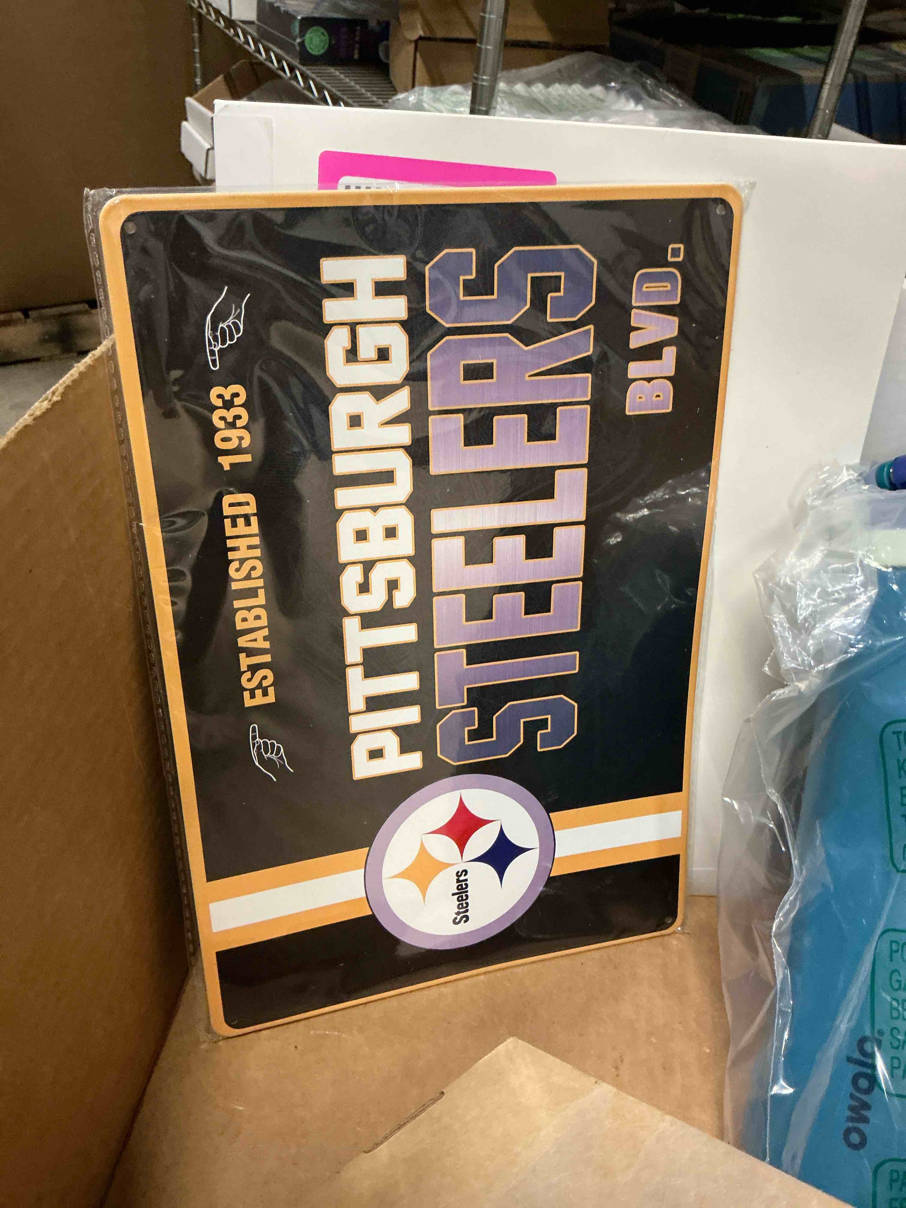 Condition photo showing Good Condition for Football Mancave Metal Street Sign, 8" x 12" Yellow Design Wall Decor Sign Great for Man Cave, Bed Room, Office, Home