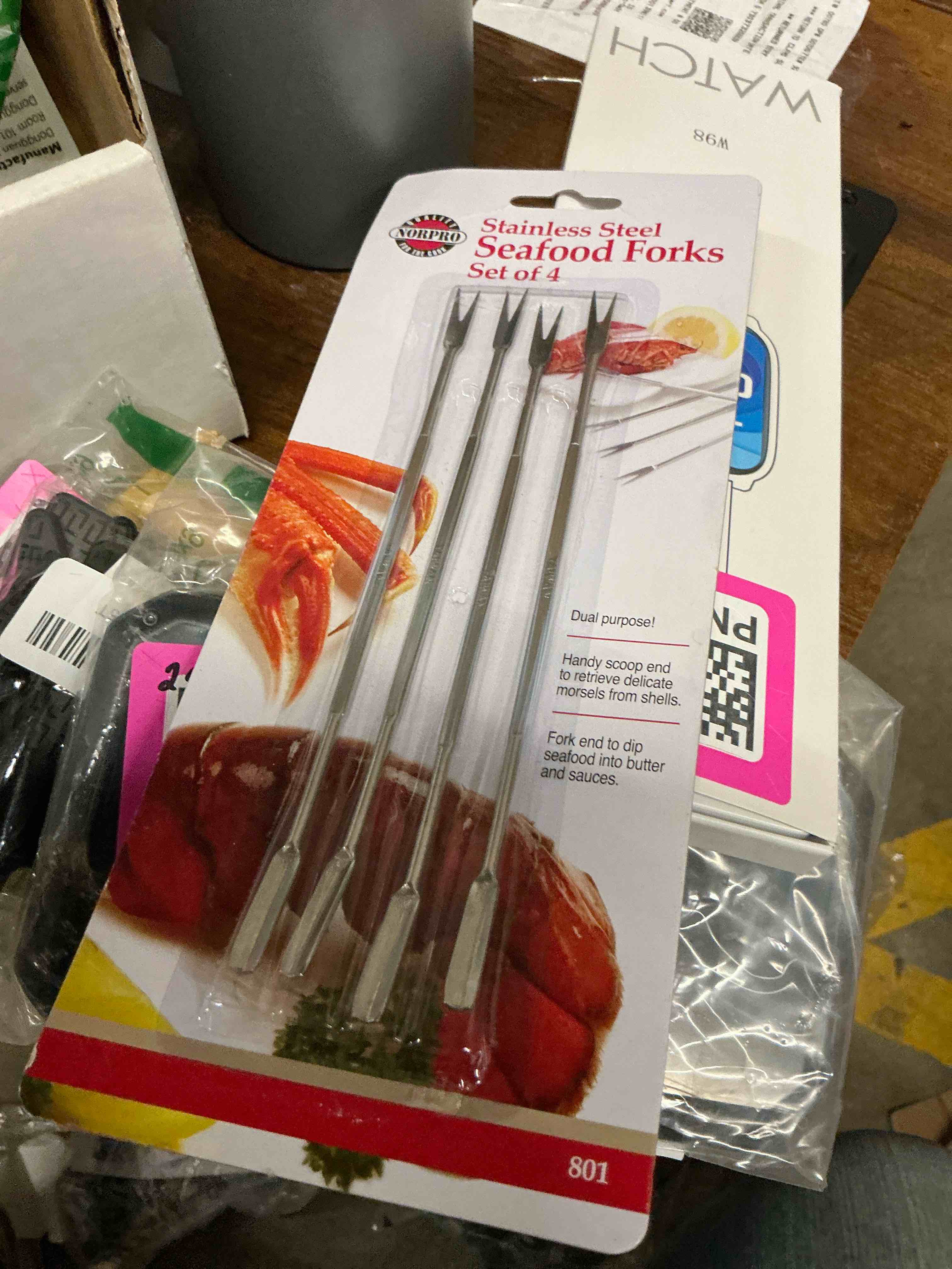 Condition photo showing New/Like New for Norpro Stainless Steel Seafood Forks 6.75" | 4-Count per Pack | 1-Pack