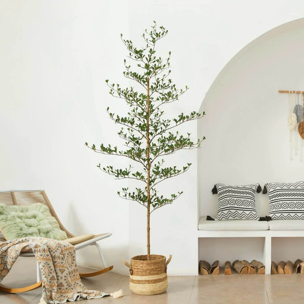 DR.Planzen 7ft Faux Black Olive Tree - Realistic Potted Artificial Tree with Natural Trunk & Silk Leaves - Tall Faux Plant for Home, Office, Indoor & Outdoor Decor - Low Maintenance & UV Resistant