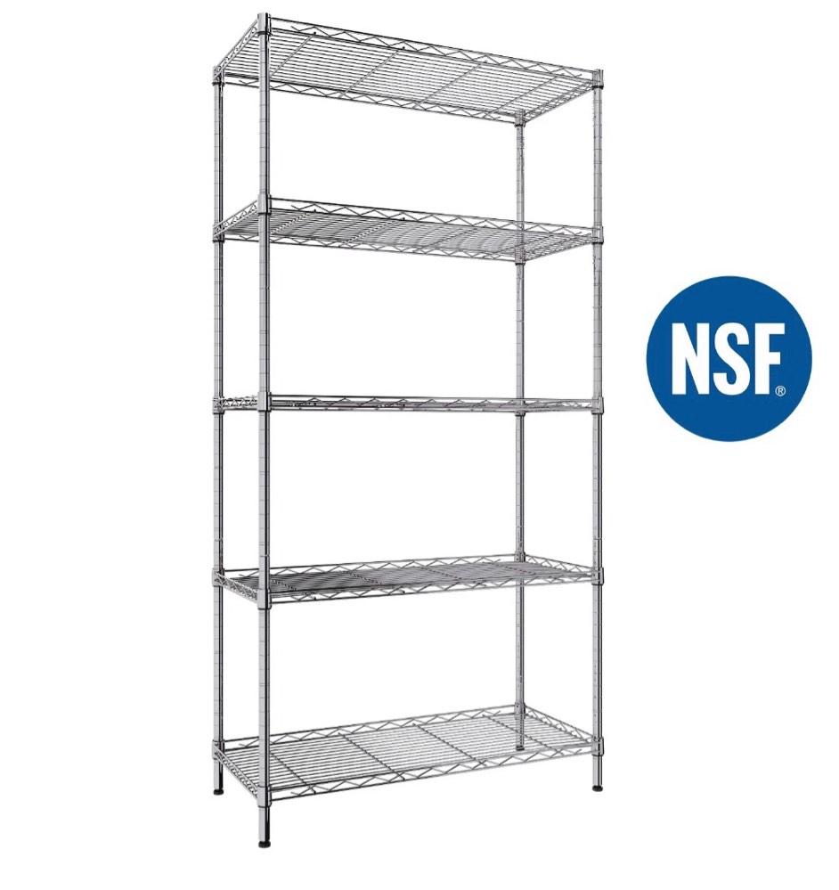 Ktaxon 5-Tier Wire Shelving Unit Steel Storage Rack for Garage Office Kitchen Silver 30 W x 14 D x 60 H