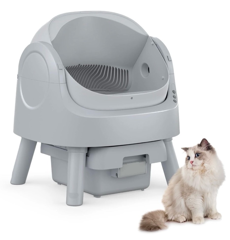 PetPivot Automatic Cat Litter Box Self-Cleaning with Safety Protection, Mat and Trash Bags Included, Steel