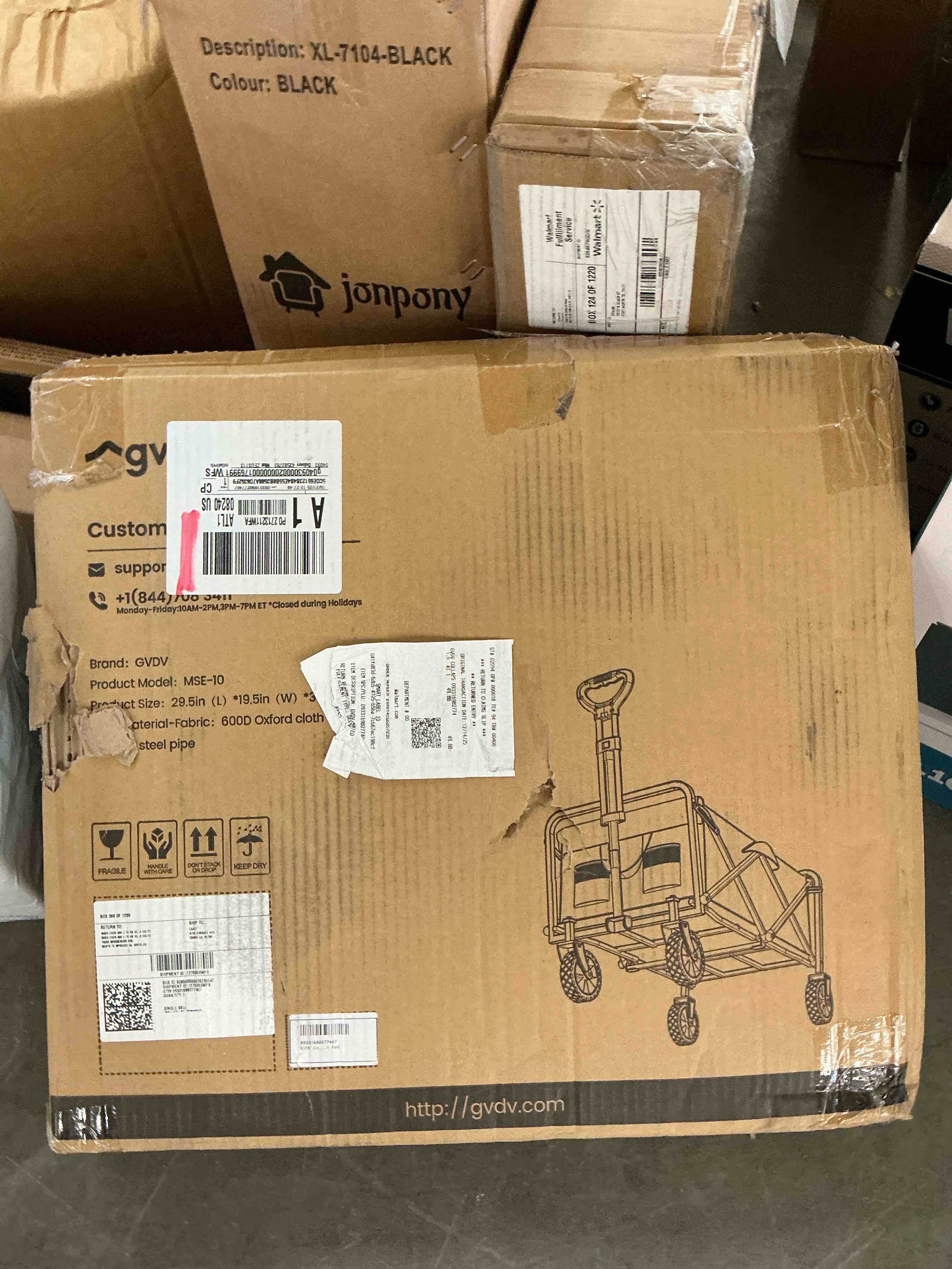 Condition photo showing New/Like New for GVDV Collapsible Wagon Cart, Portable Utility Wagon for Camping, Beach, Picnic, Shopping, Sports, and Grocery Transport, Red