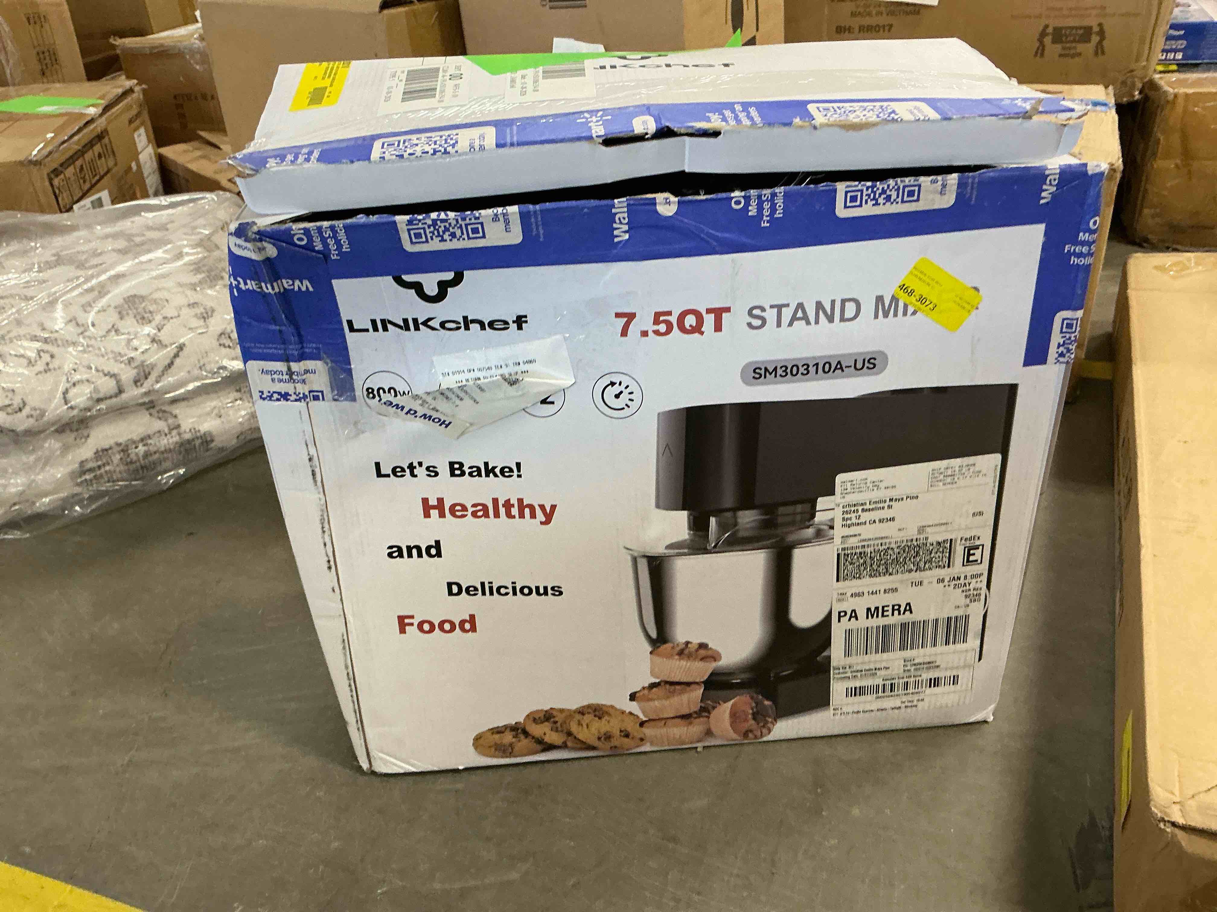 Condition photo showing Good Condition for LINKChef 7.4 Quart Stand Mixer, 800W 12-Speed Tilt-Head Food Mixer, Kitchen Electric Mixer with Dough Hook, Wire Whip & Beater, Black