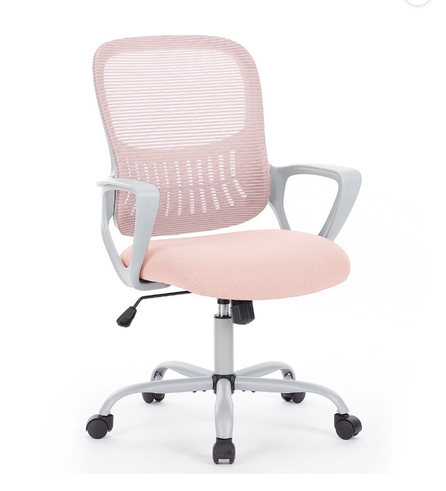 edx Desk Chair with Ergonomic Lumbar Support for Home, Office, Bedroom, 250lbs, Pink