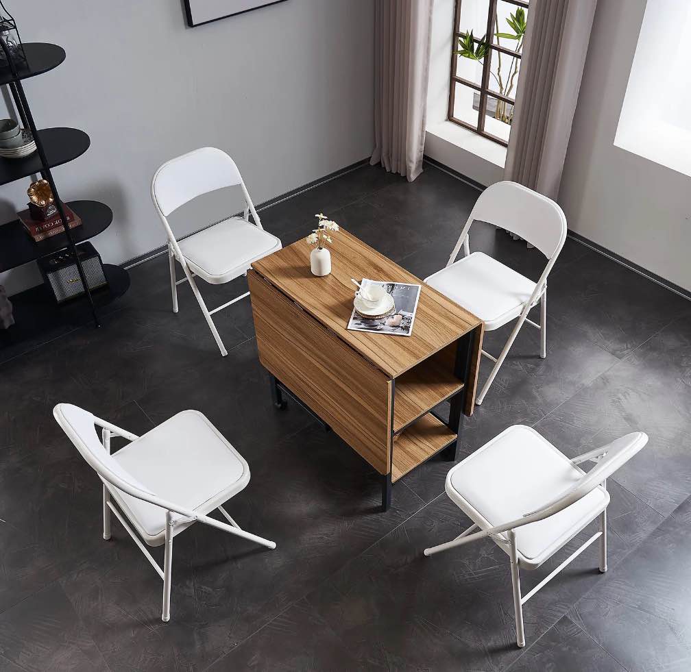 Condition photo showing Good Condition for Furnibear 4 Pack Folding Chairs, Leather Padded Cushion Chairs with Comfortable Cushion and Stainless Steel Frame for Home and Office, for Indoor and Outdoor Events,White