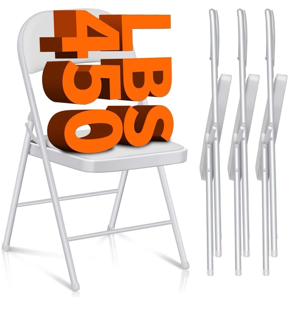 Furnibear 4 Pack Folding Chairs, Leather Padded Cushion Chairs with Comfortable Cushion and Stainless Steel Frame for Home and Office, for Indoor and Outdoor Events,White