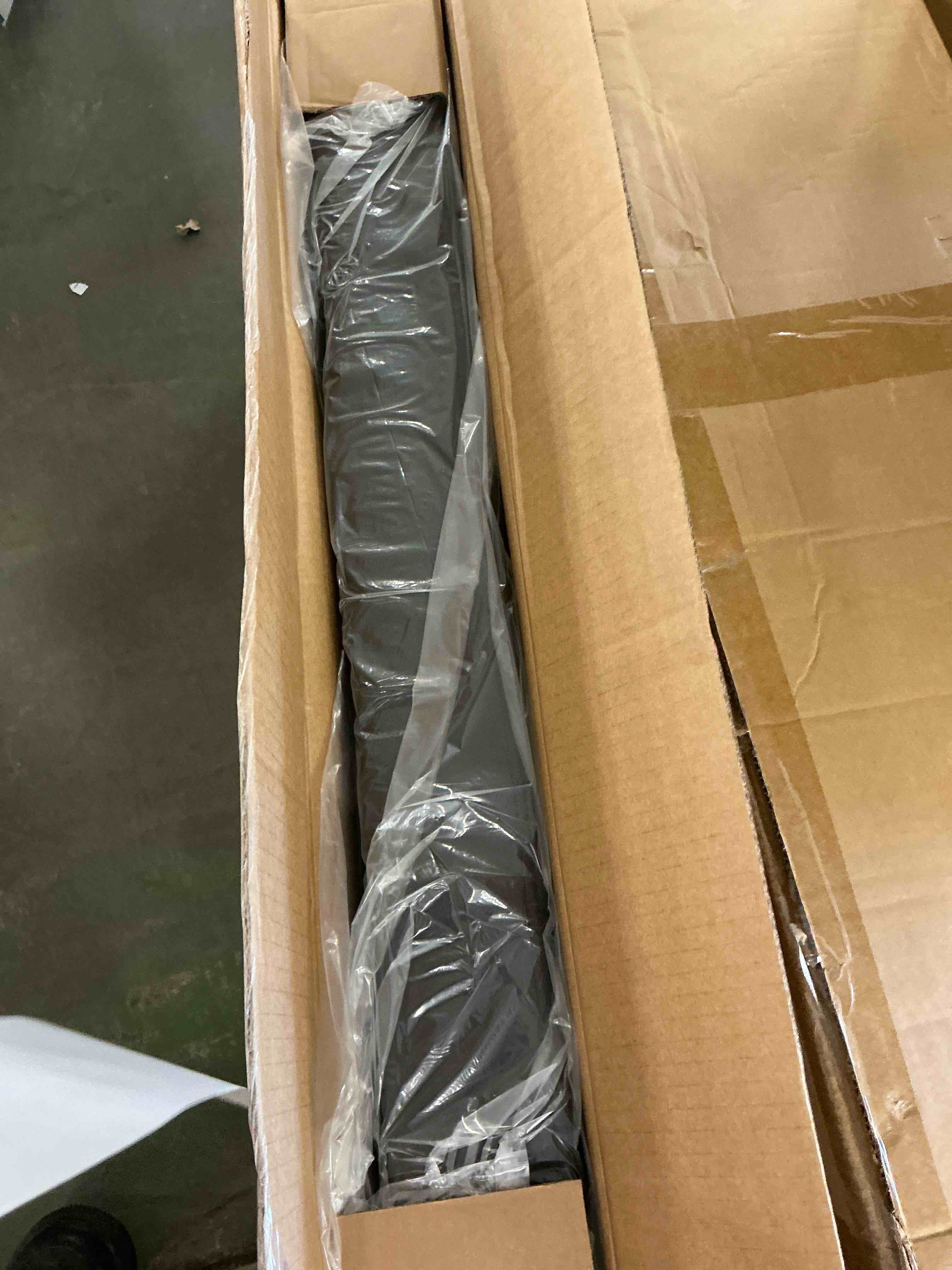 Condition photo showing New/Like New for Pinmoco 30" Storage Ottoman Bench Folding Leather Bedroom Storage Bench with Side Pocket for Entryway Living Room, Dark Brown