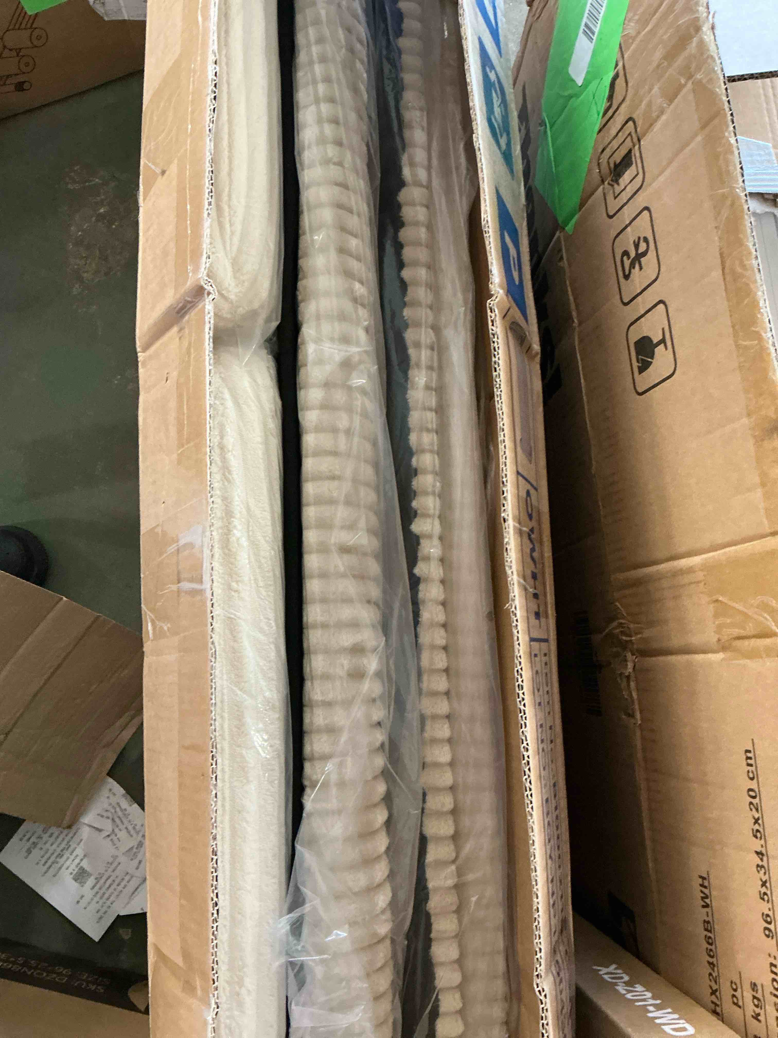 Condition photo showing Good Condition for Pinmoco 44" Storage Ottoman Bench, Upholstered Entryway Bench with Storage End of Bed Bench for Bedroom& Living Room, Corduroy Beige