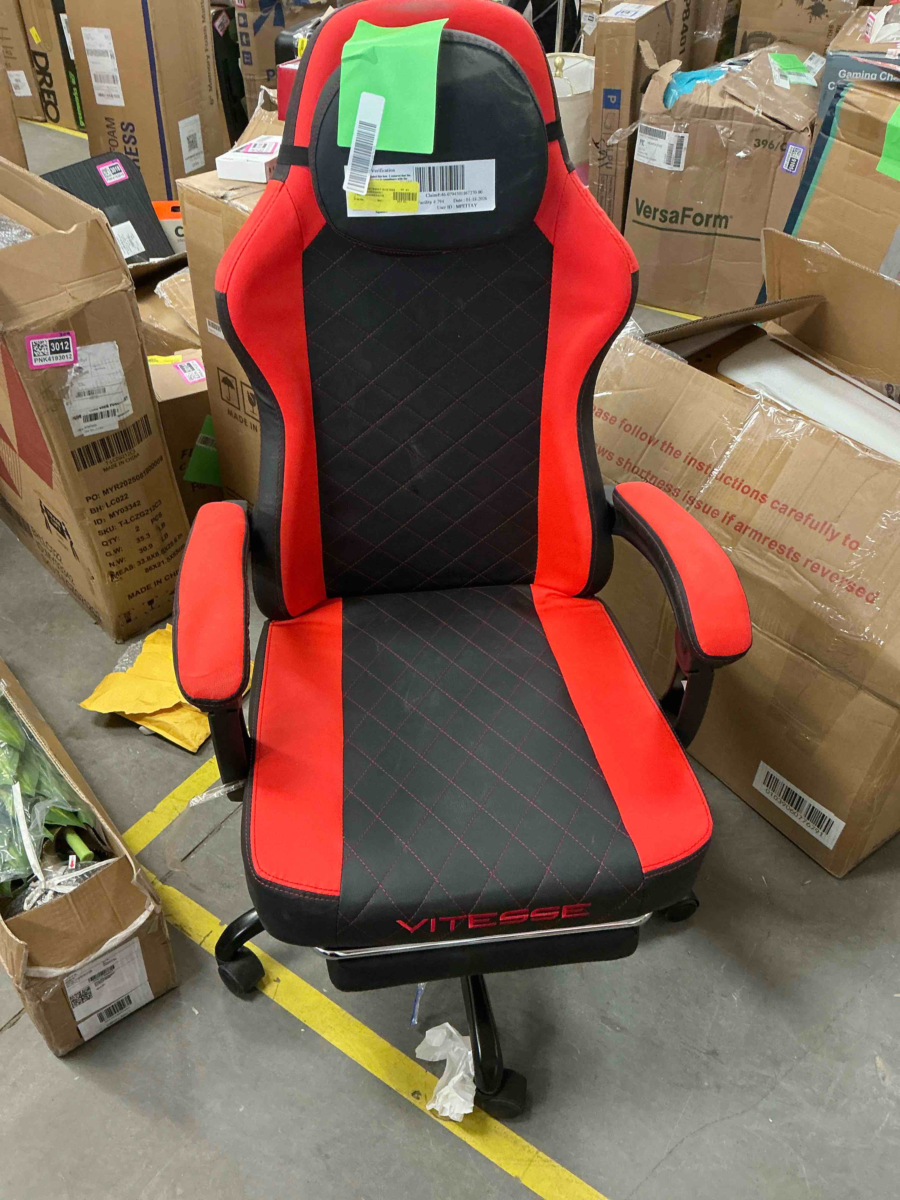 Condition photo showing Good Condition for Bossin Gaming Chairs with Footrest, Massage Leather Game Chair for Adults, Big and Tall Gamer Chair with Headrest and Lumbar Support