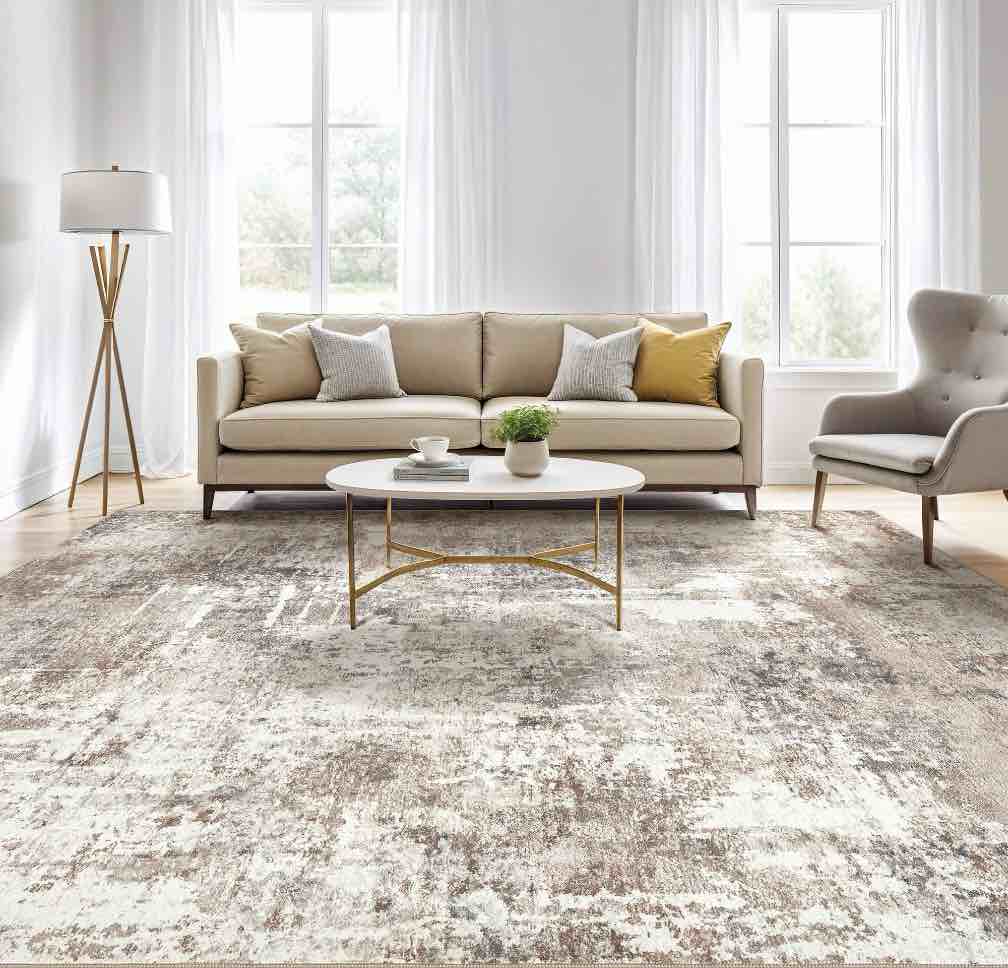 UERMEI 8 x10 Large Area Rugs for Living Room Washable Non Slip Indoor Rug for Bedroom Home Decor Carpets Modern Abstract Printed Carpet Brown