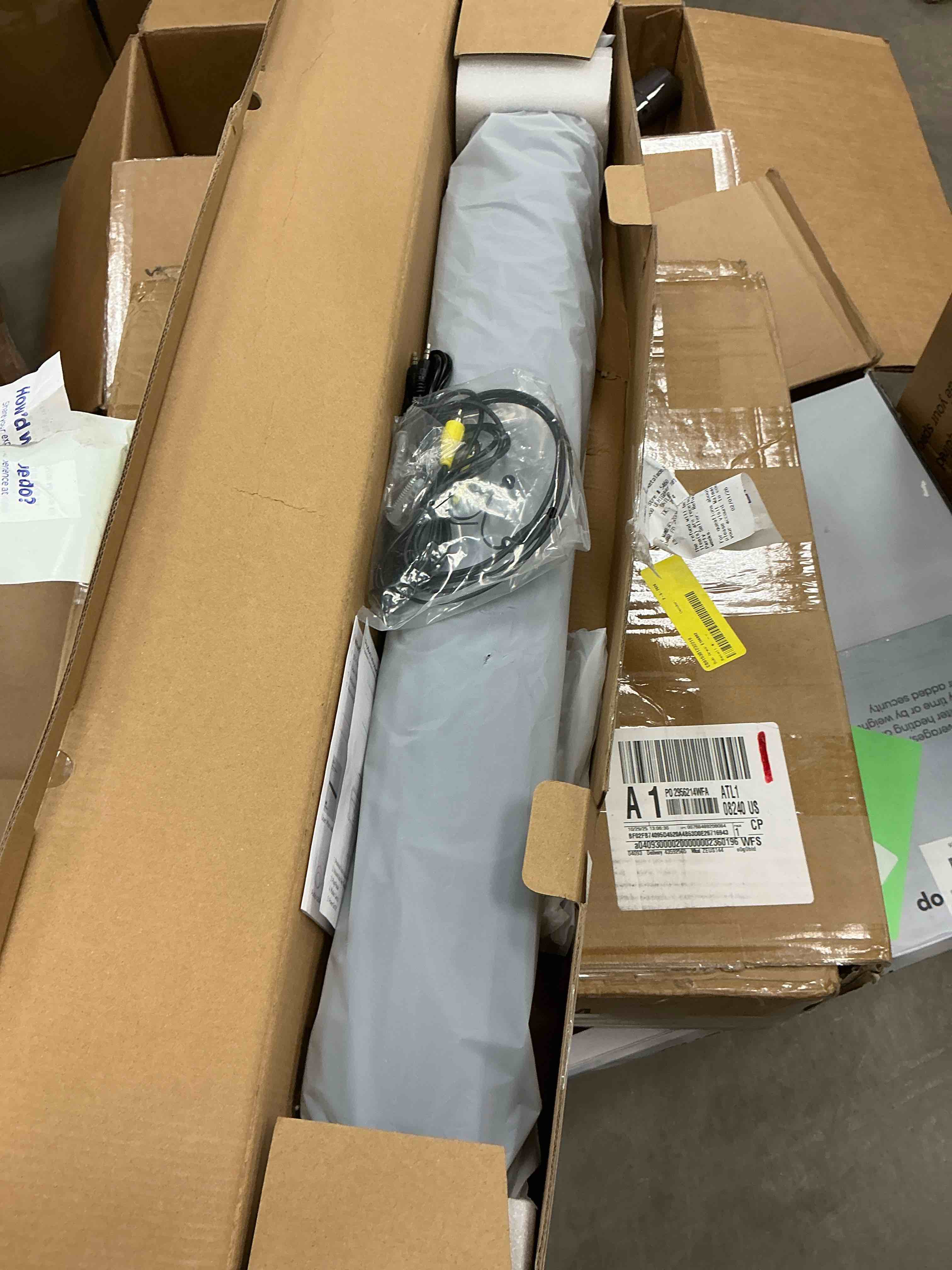 Condition photo showing Good Condition for Sound Bar for TV, 60W Soundbar TV Speakers, 2.1 ch Home Theater with Subwoofer Boost, 3 Equalizer Modes, Soundbar for TV/PC/Gaming/Projectors, Bluetooth, OPT, COX, USB & AUX Wall Mountable