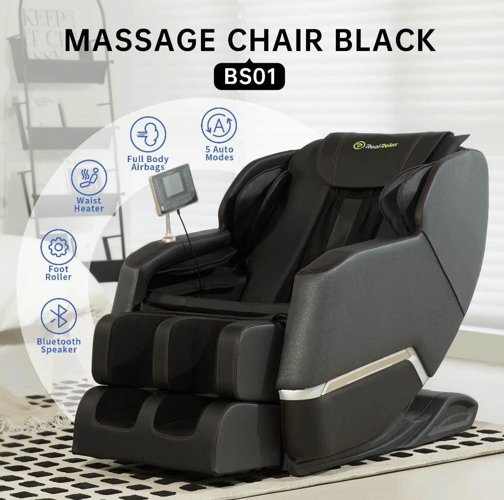 Condition photo showing New/Like New for Real Relax Full Body Zero Gravity Shiatsu Recliner Electric Massage Chair, Black