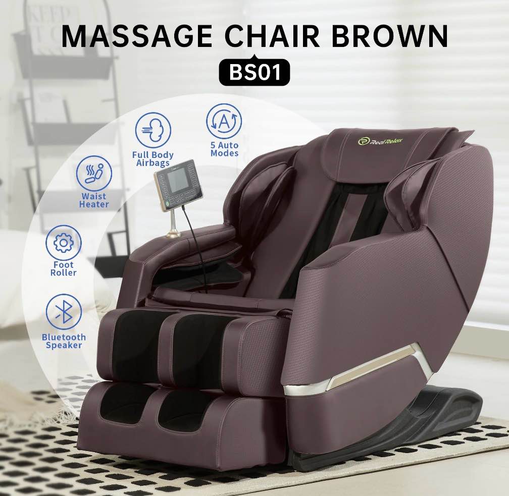 Condition photo showing New/Like New for Real Relax Full Body Zero Gravity Shiatsu Recliner Electric Massage Chair, Brown