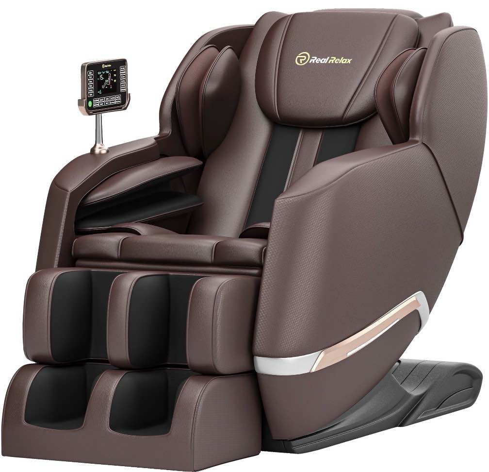 Real Relax Full Body Zero Gravity Shiatsu Recliner Electric Massage Chair, Brown