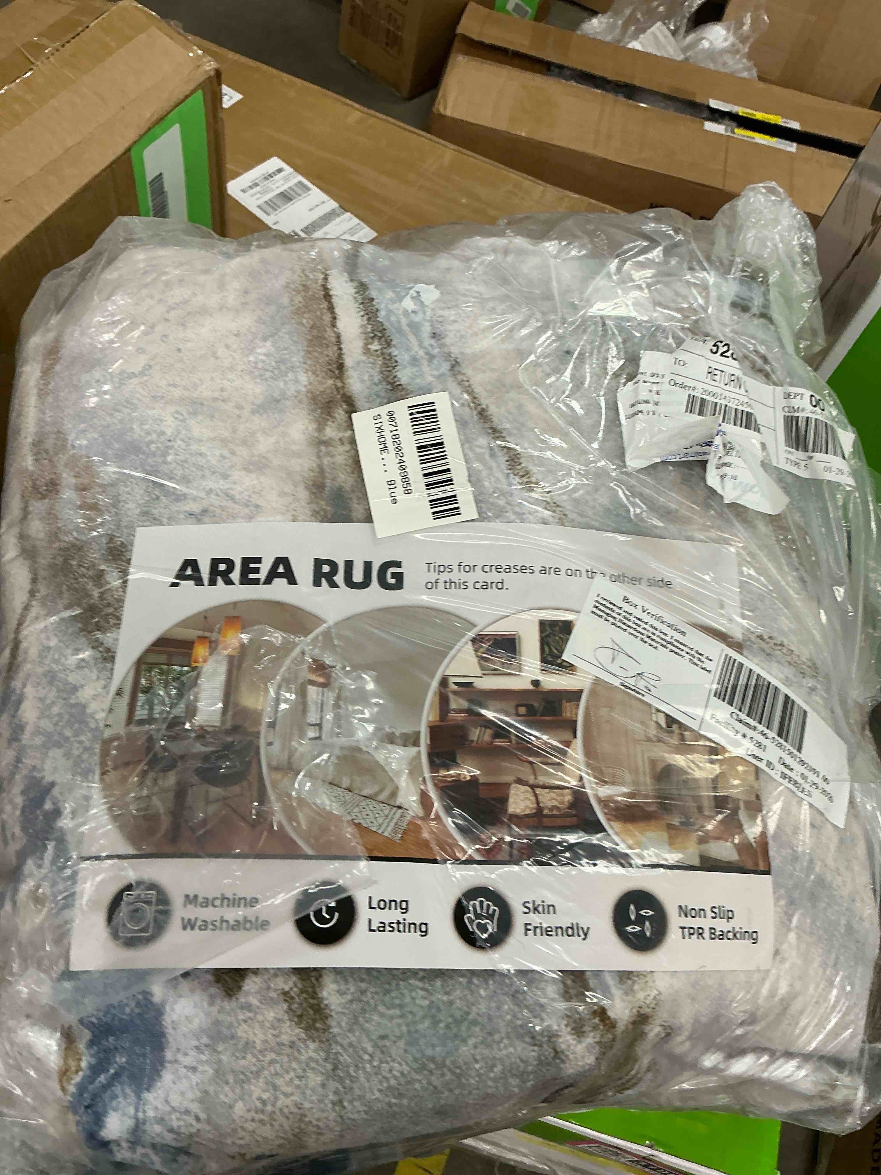 Condition photo showing Good Condition for SIXHOME 9 x12 Area Rugs for Living Room Marble Swirl Abstract Rug Ultra Soft Washable Rugs for Bedroom Anti Slip Durable Carpet Home Decor for Dining Room Blue