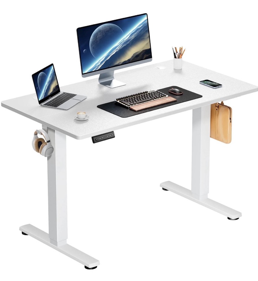 edx Electric Standing Desk, Height Adjustable Desk, 40 x 24 Inches Ergonomic Stand up Desk with Memory Preset and T-Shaped Metal Bracket for Home Office