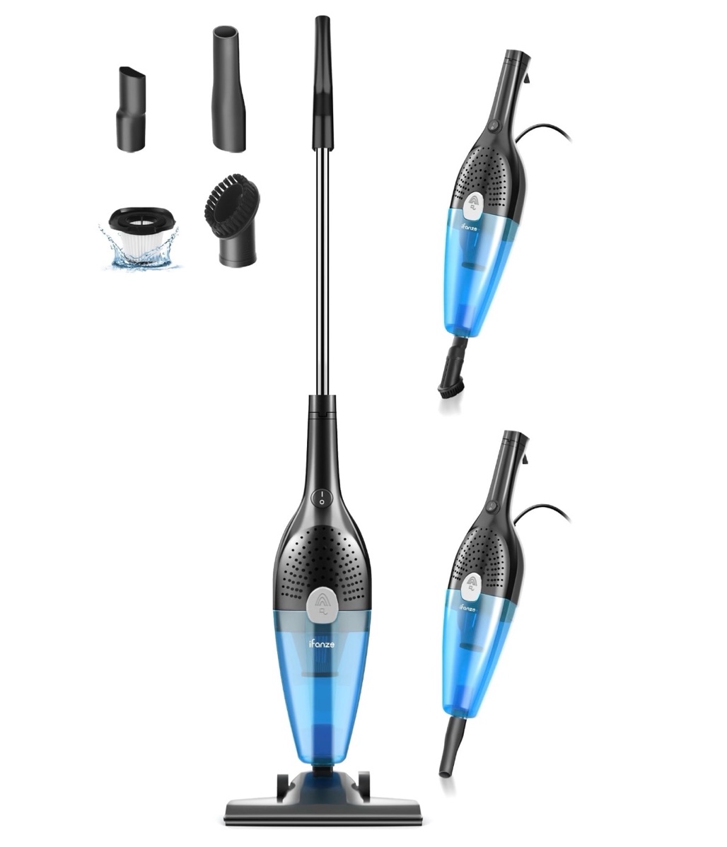 Emossie Corded Stick Vacuum Cleaners, 25KPa Lightweight Handheld Multi-Surface 3-in-1 Small Vacuum Cleaners, 1000W Motor Household Vacuum for Home Hardwood Floor Carpet Car Pet Hair, Black, BR602