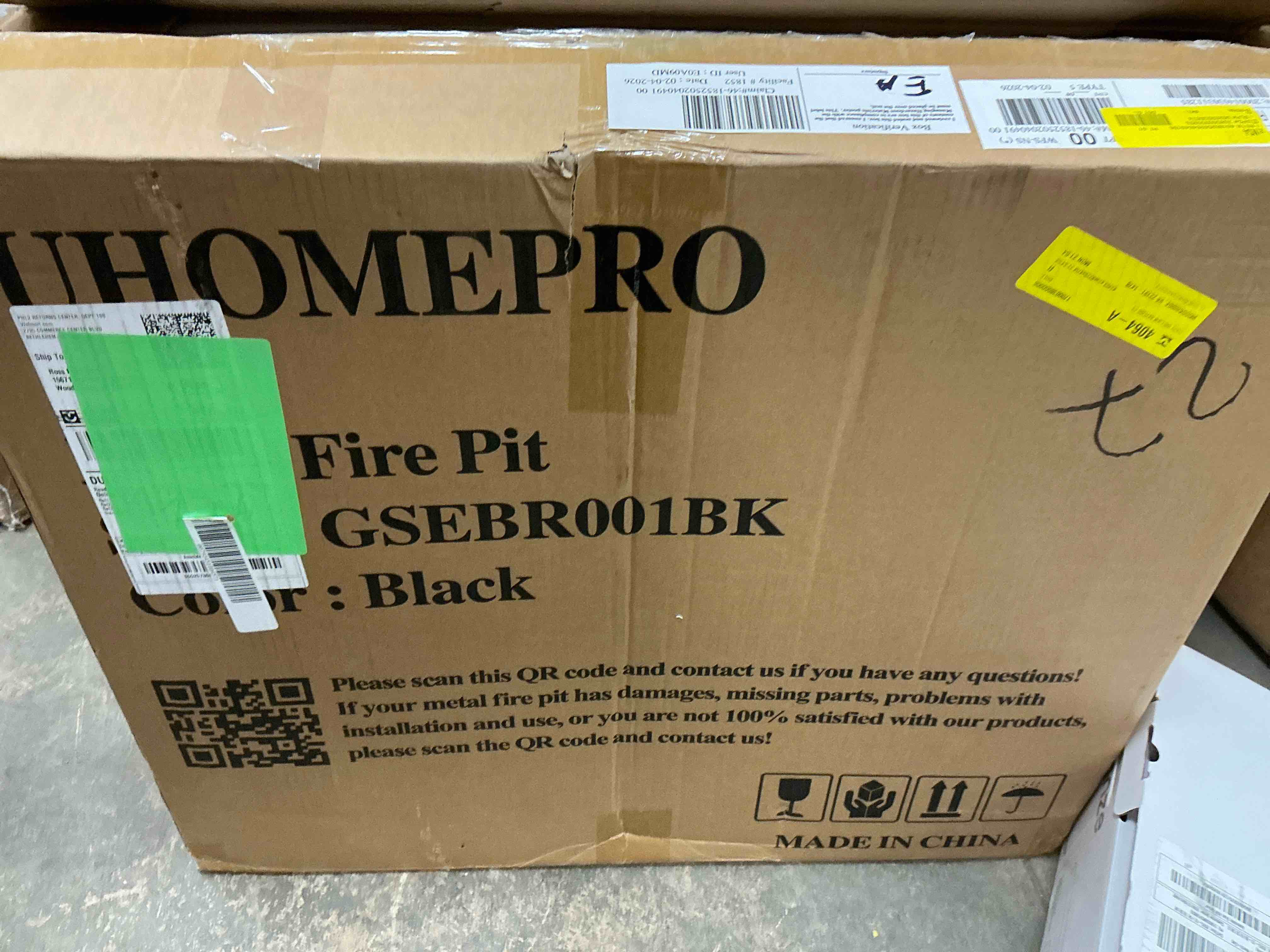 Condition photo showing New/Like New for Fire Pits for Outside, 32" Wood Burning Fire Pit Tables with Screen Lid, Poker, BBQ Net, Ice Tray, Food Clip and Cover, Backyard Patio Garden Outdoor Fire Pit/Ice Pit/BBQ Fire Pit, Black